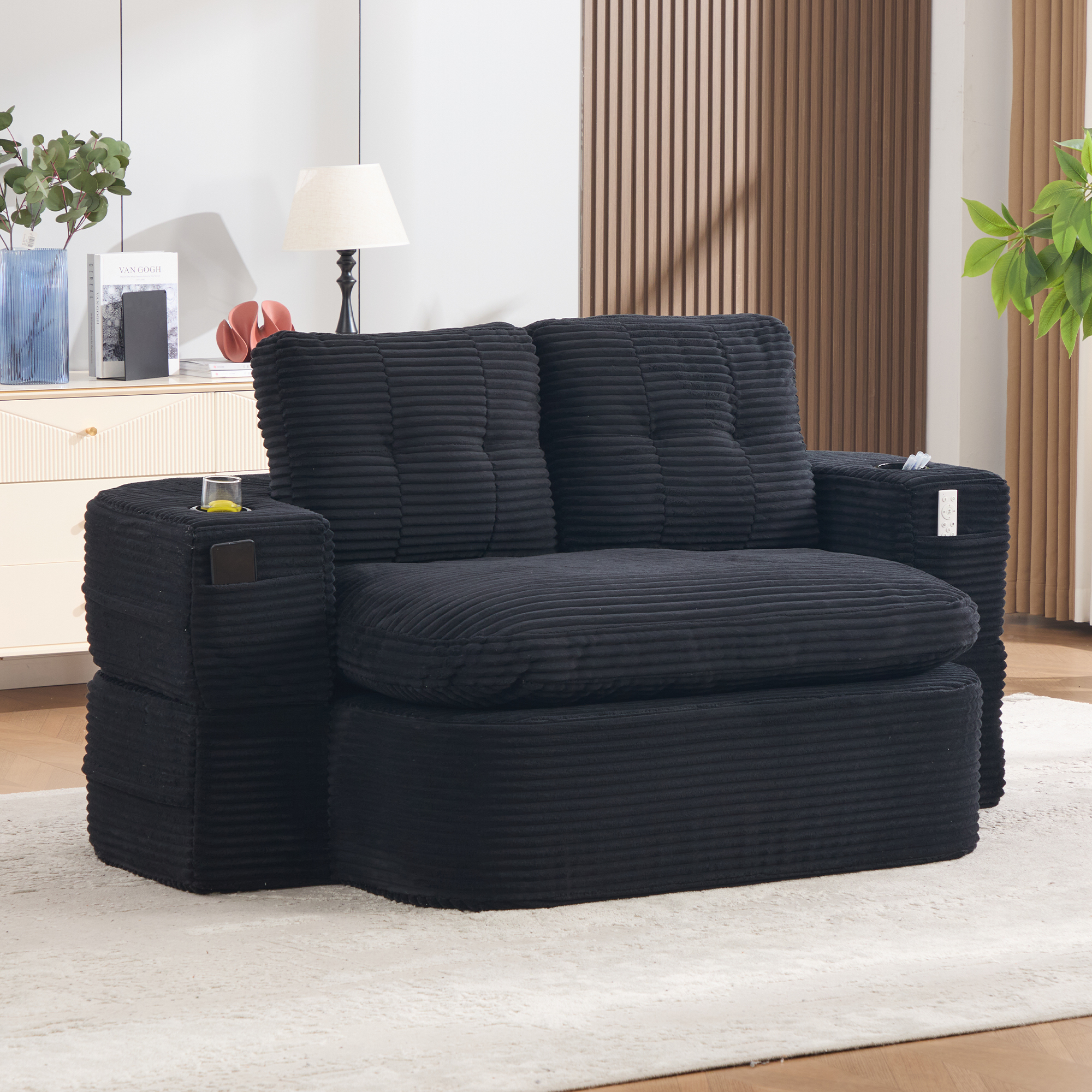 Canapé 2 places avec assise extra profonde et dossier haut, accoudoirs amovibles pour la relaxation