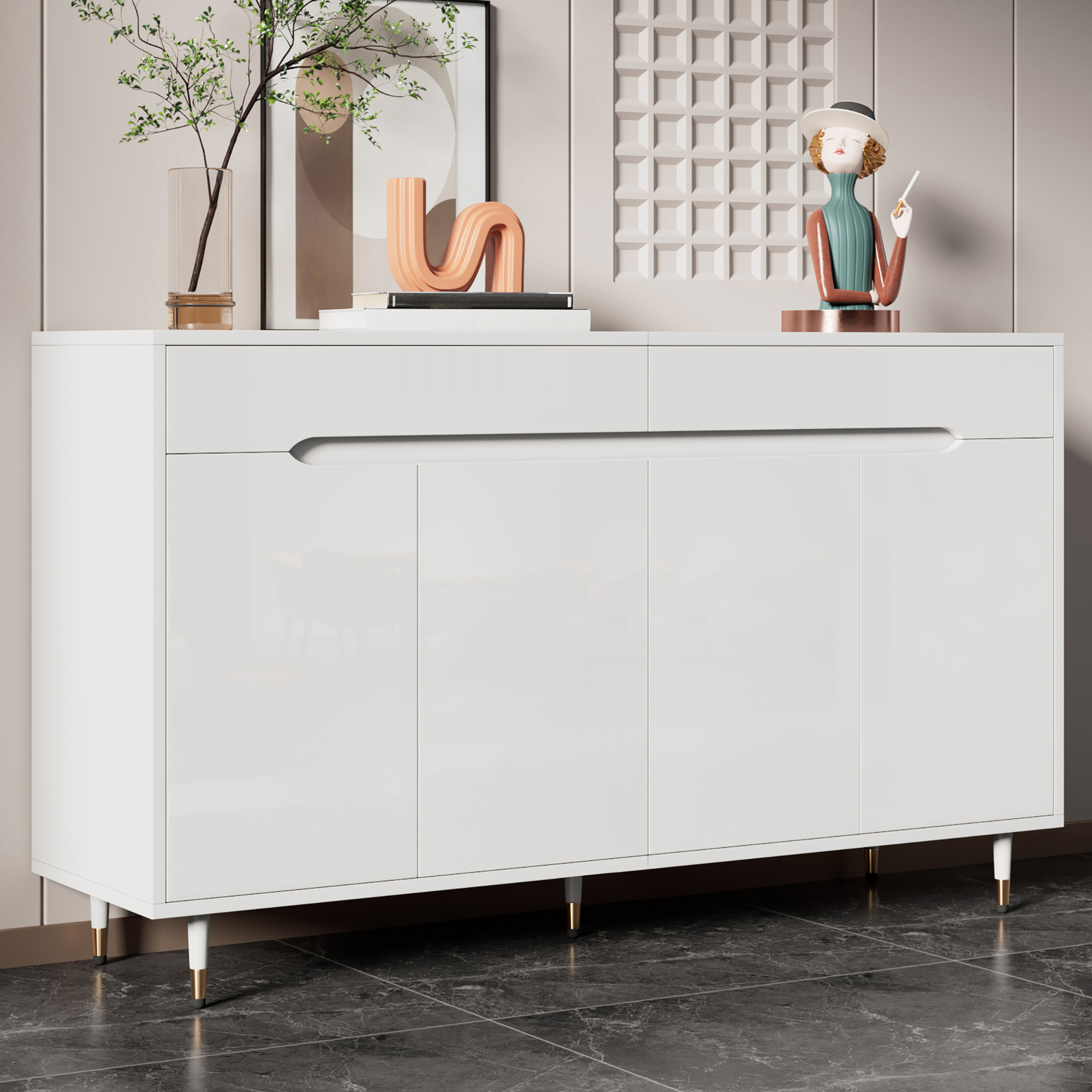 Meuble à chaussures 140x39x84 cm, Rangement pour 24 Paires de Chaussures, 2 Tiroirs, 2 Étagères Réglables, Design Minimaliste