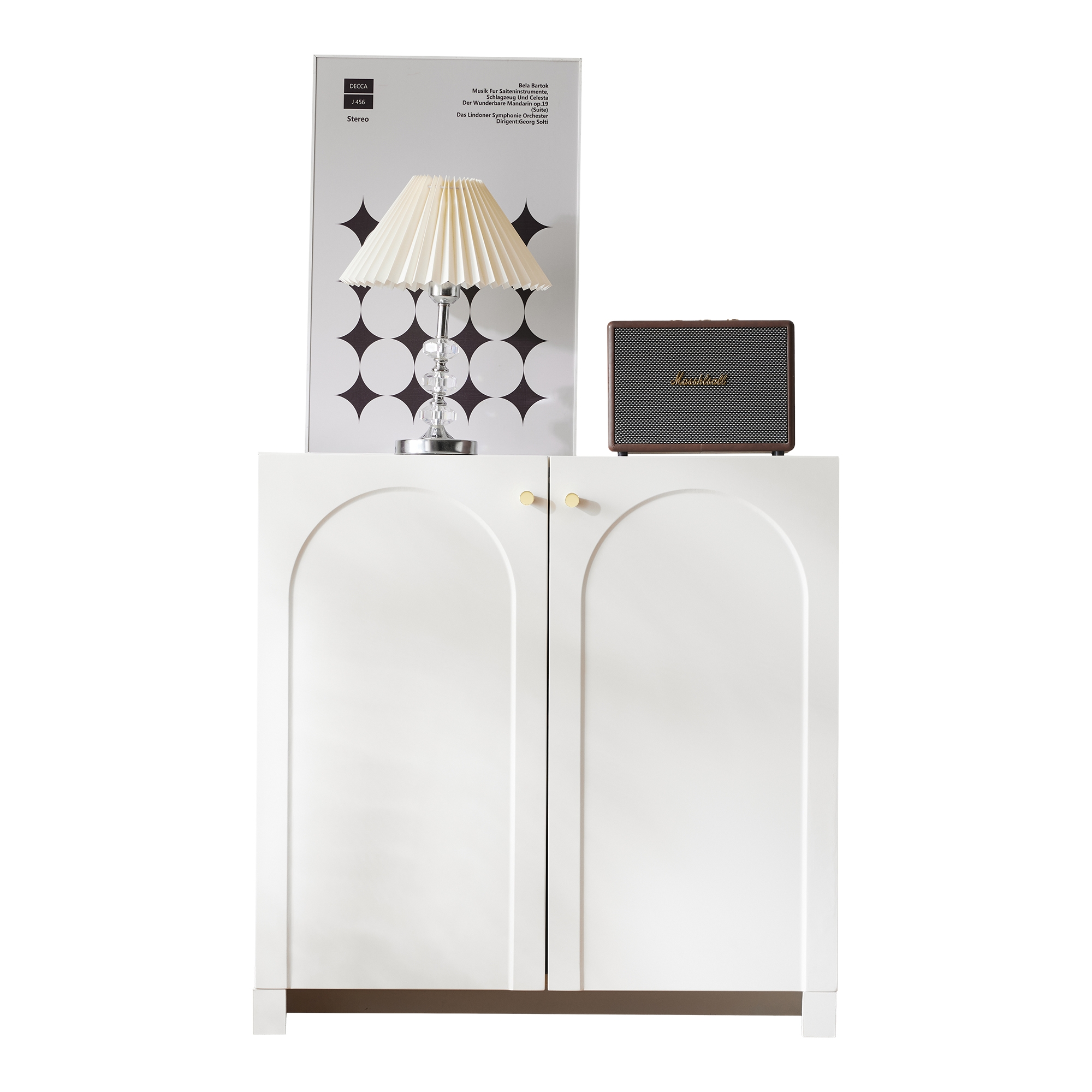 Buffet Blanc Haut 80x40x80 cm avec 2 Portes et Tiroirs Intégrés pour Rangement Salon ou Chambre