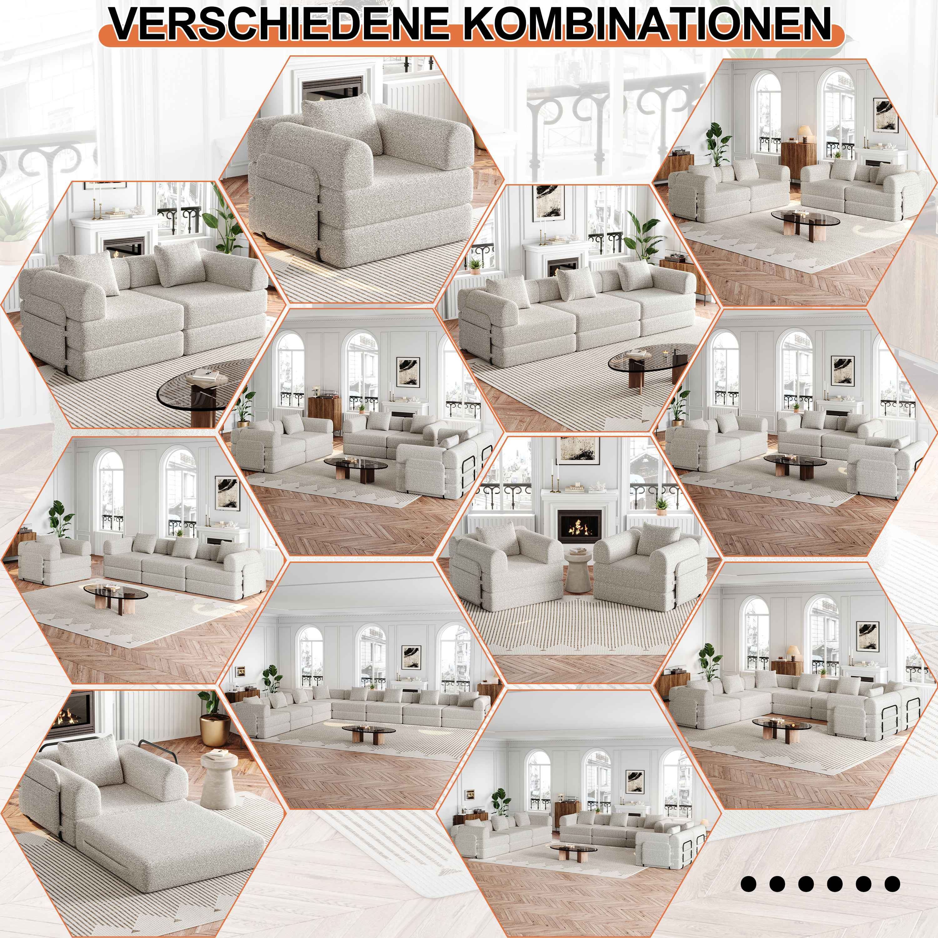 Canapé-lit convertible en chenille khaki avec rangement dans l'accoudoir, structure acier et coussins Velcro pour un sommeil confortable.