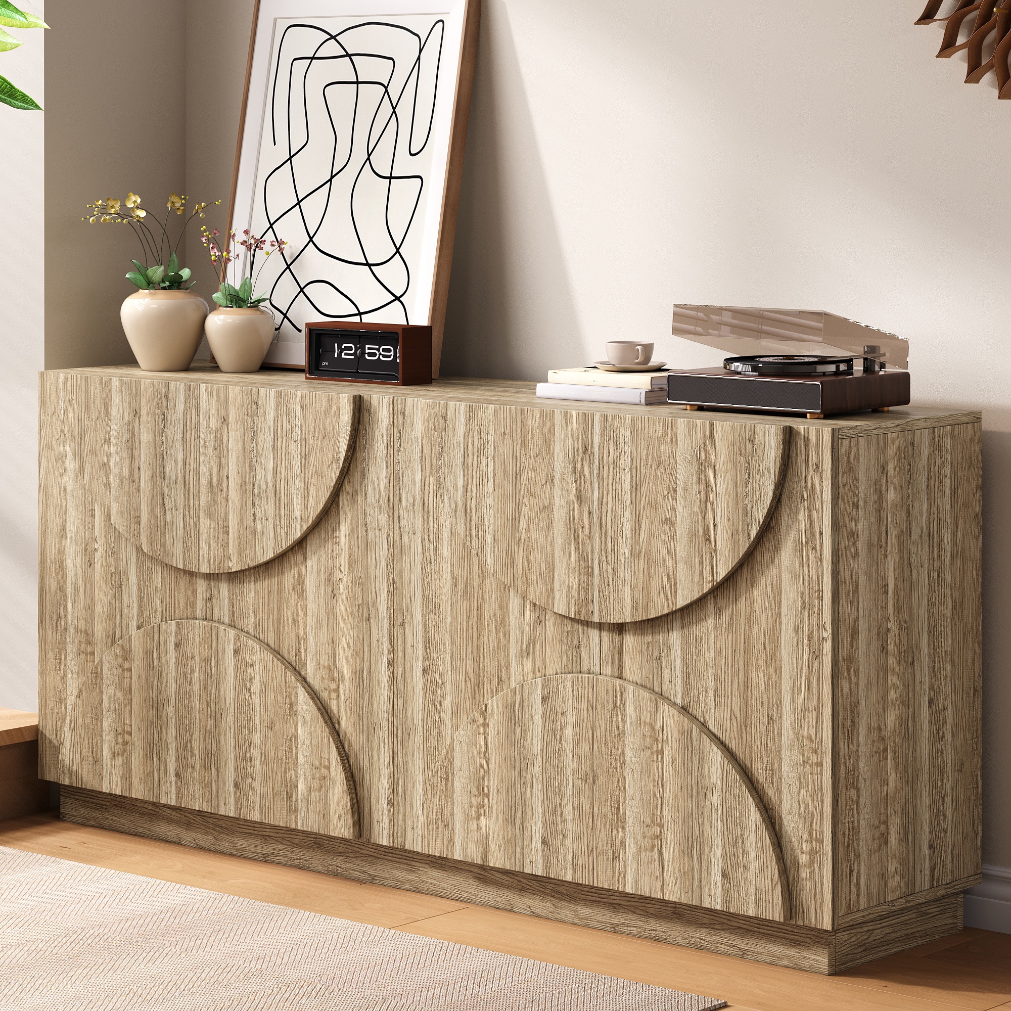 Buffet Rangement Multi-usages 160x40x80 cm avec Portes Silencieuses et Étagères Ajustables Design Minimaliste Bois