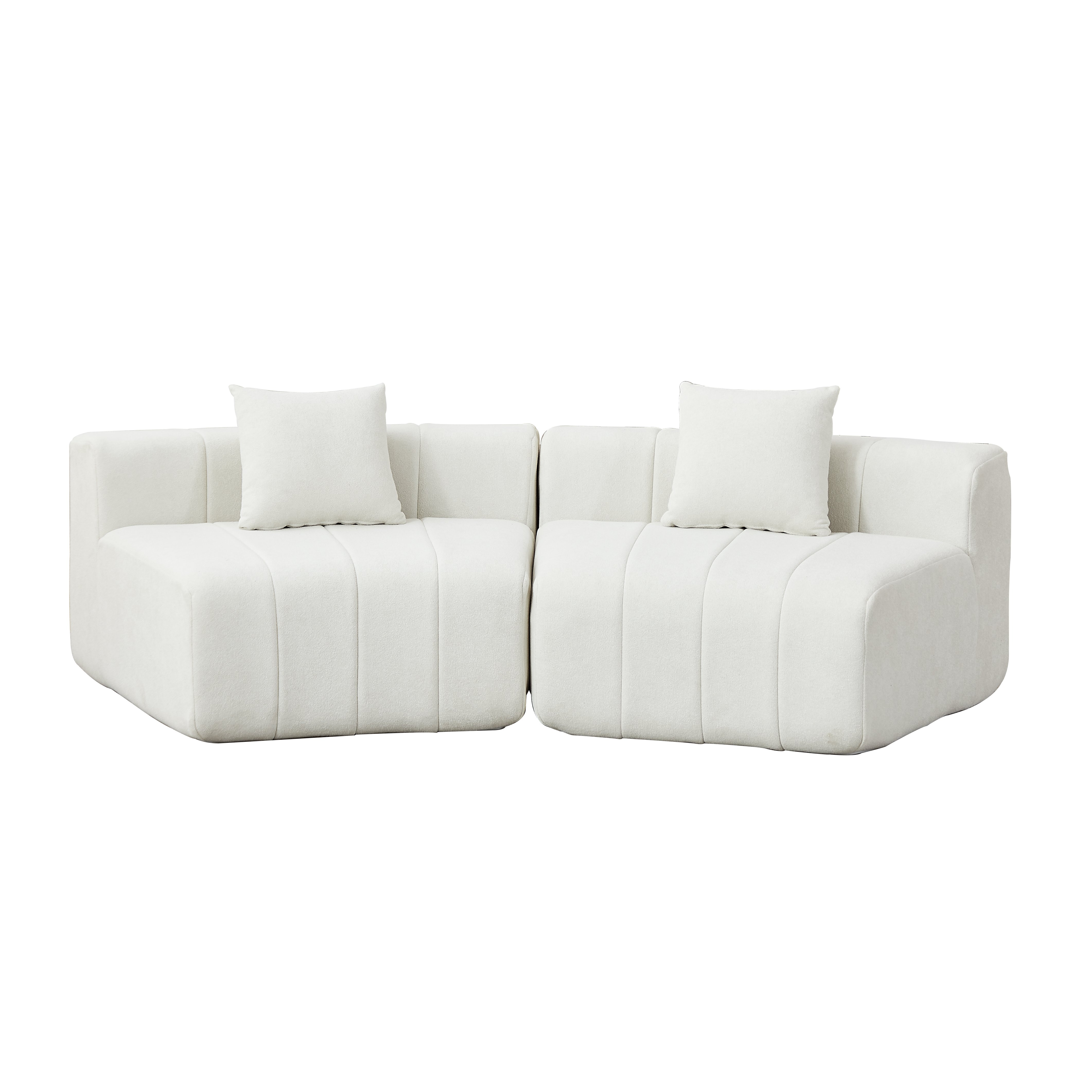 Canapé Modulable Beige Chenille Forme Courbe Sans Assemblage avec Coussins pour Salon Chambre ou Bureau Détente