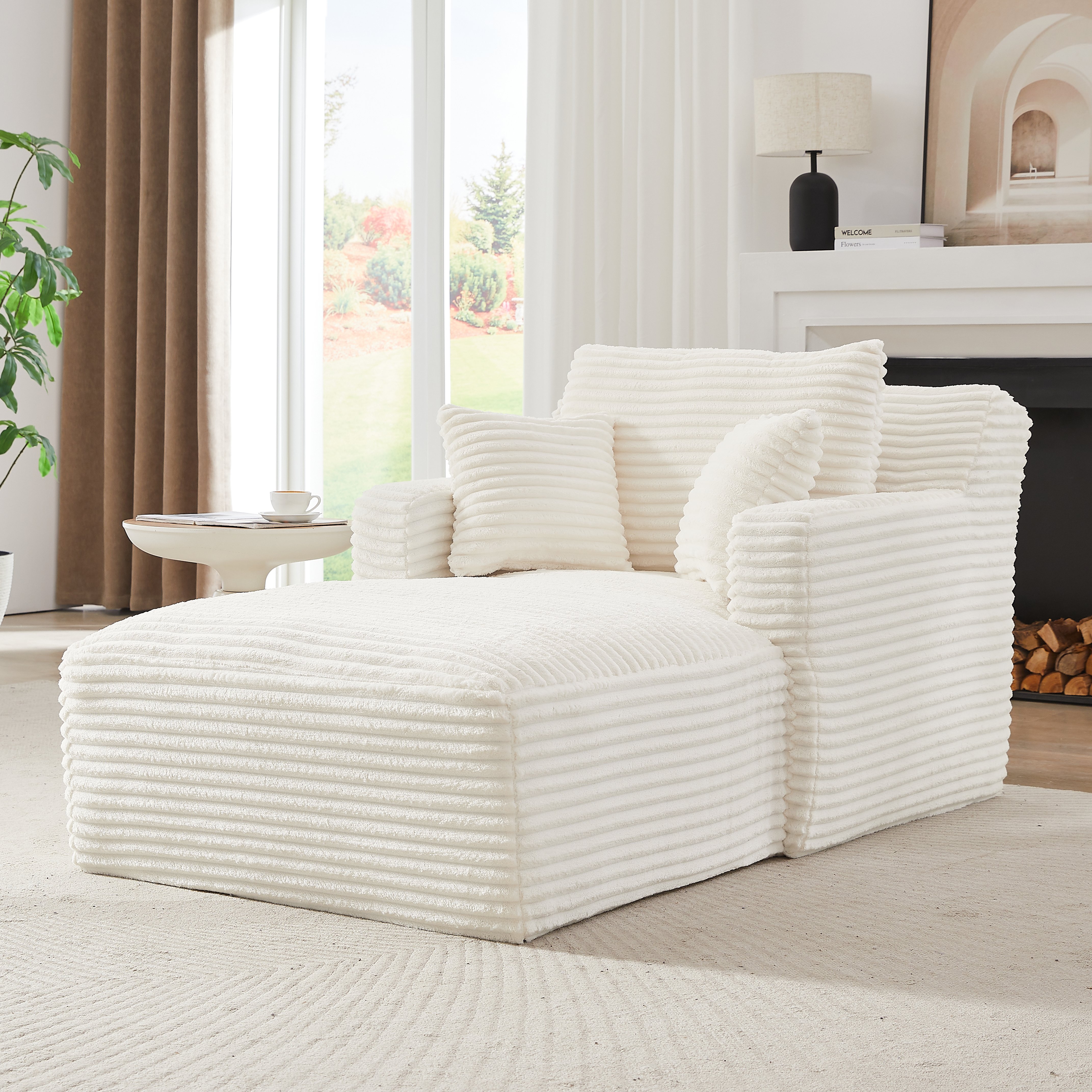 Méridienne Salon Moderne Sans Montage, Fauteuil Relax Confortable avec Mousse Haute Densité et Ressorts à Poches pour Appartement