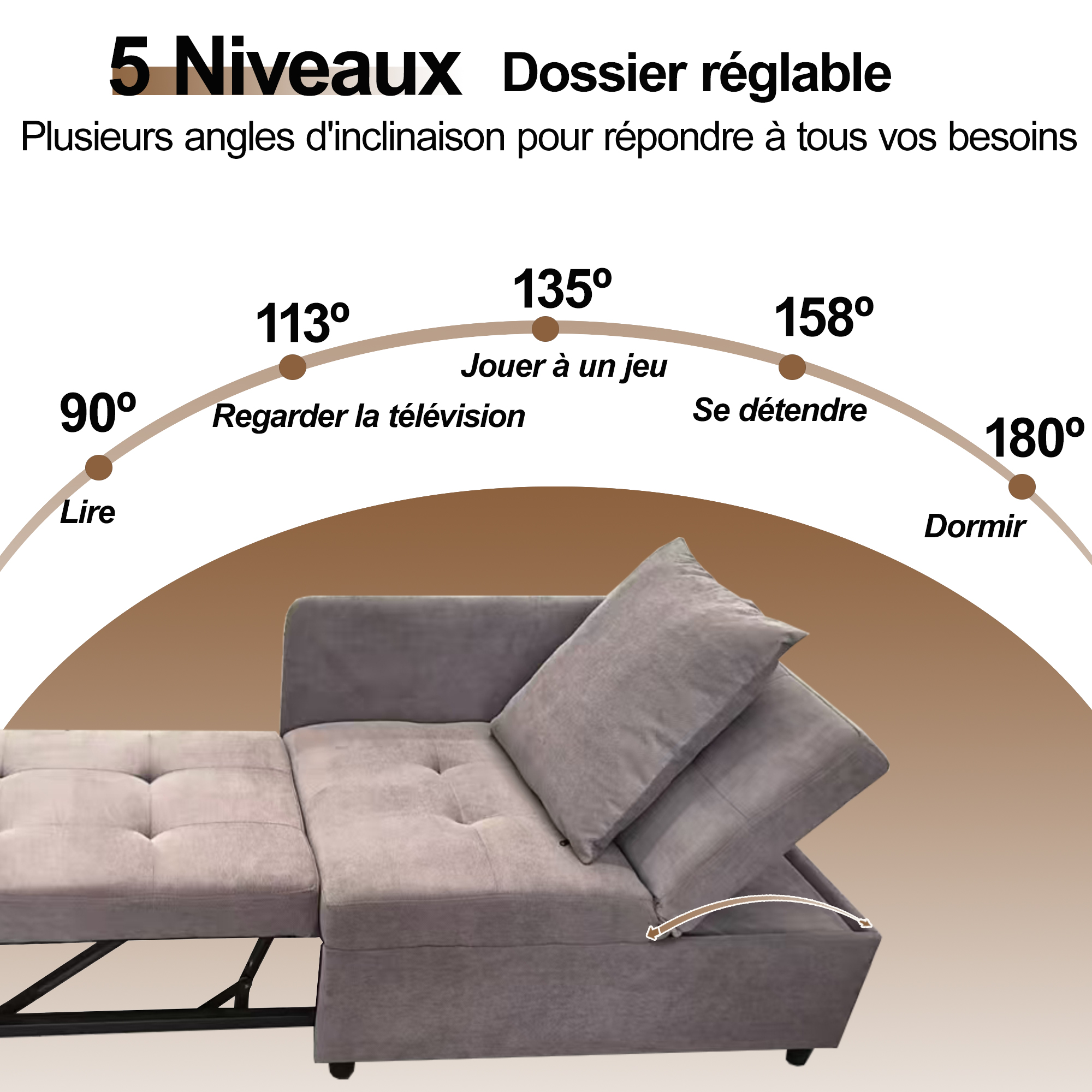 Lit avec rangement et tiroirs intégrés 177x68x65 cm en lin gris pour petit espace et chambre d'amis