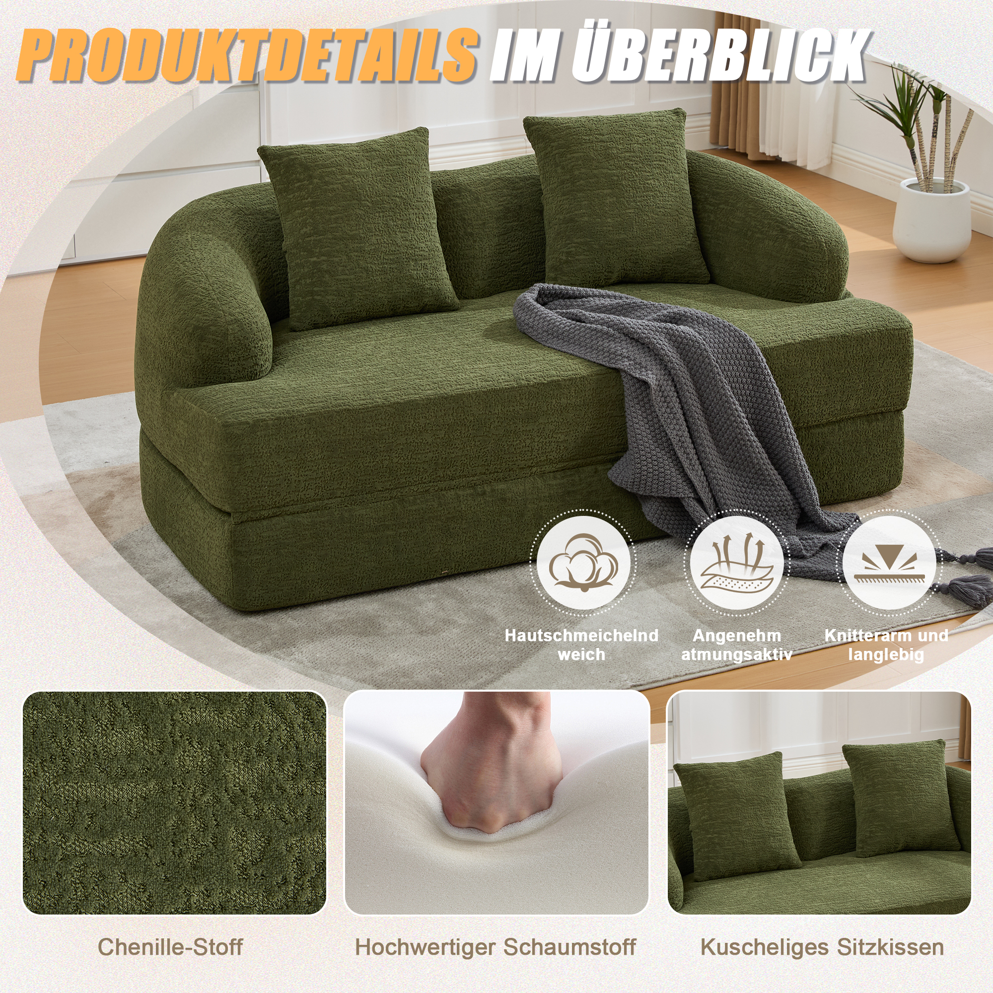 Chenille et mousse d'assise
