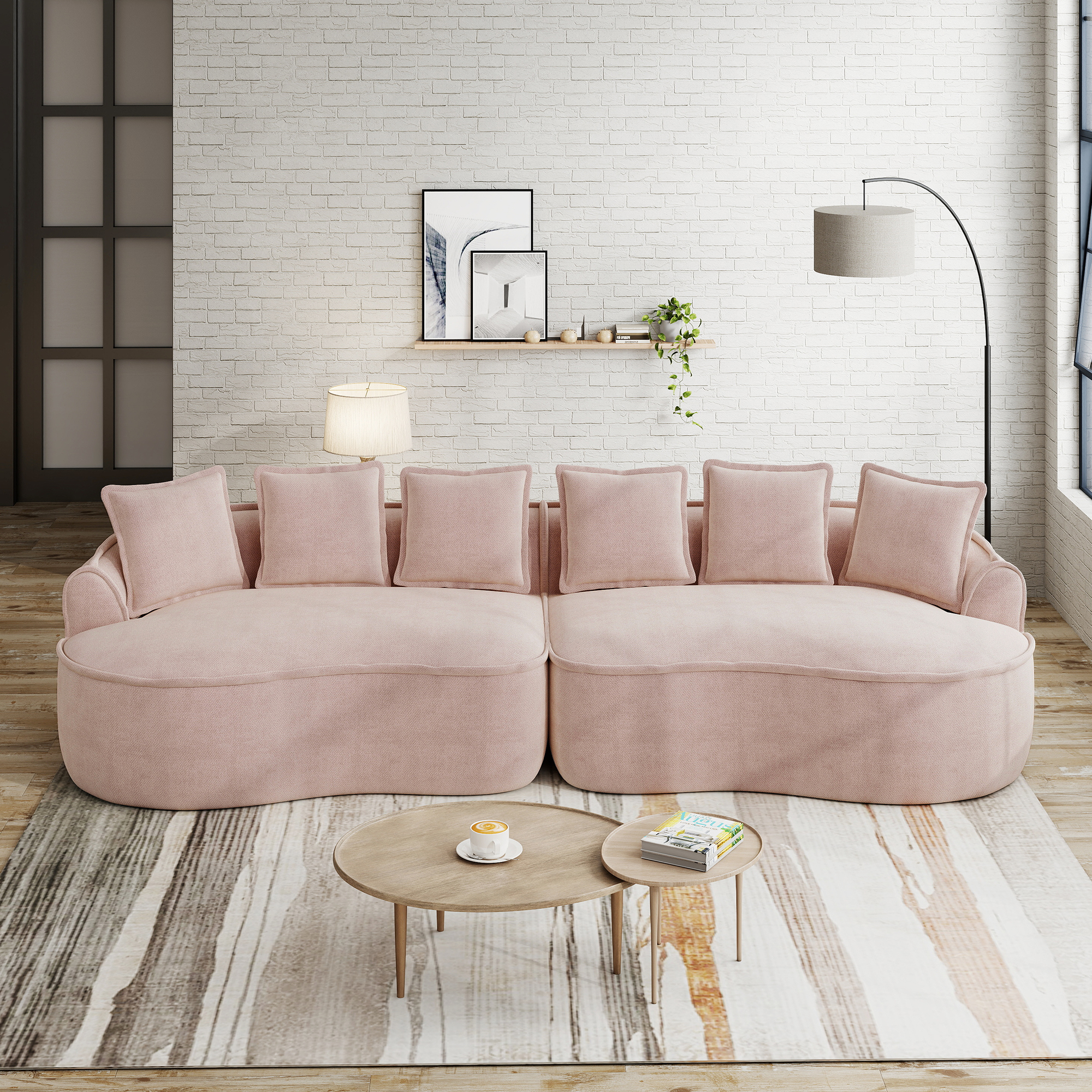 Méridienne Canapé Modulable 4 Places Profond avec Coussins Inclus, Design Contemporain Sans Cadre pour Salon Confortable