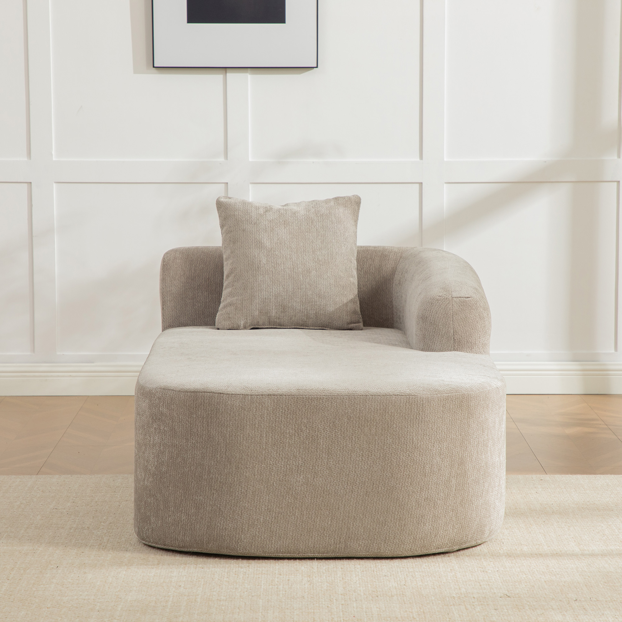 Canapé Modulable en Tissu Chenille Gris, Design Contemporain pour Salon, Confort Moelleux et Moderne
