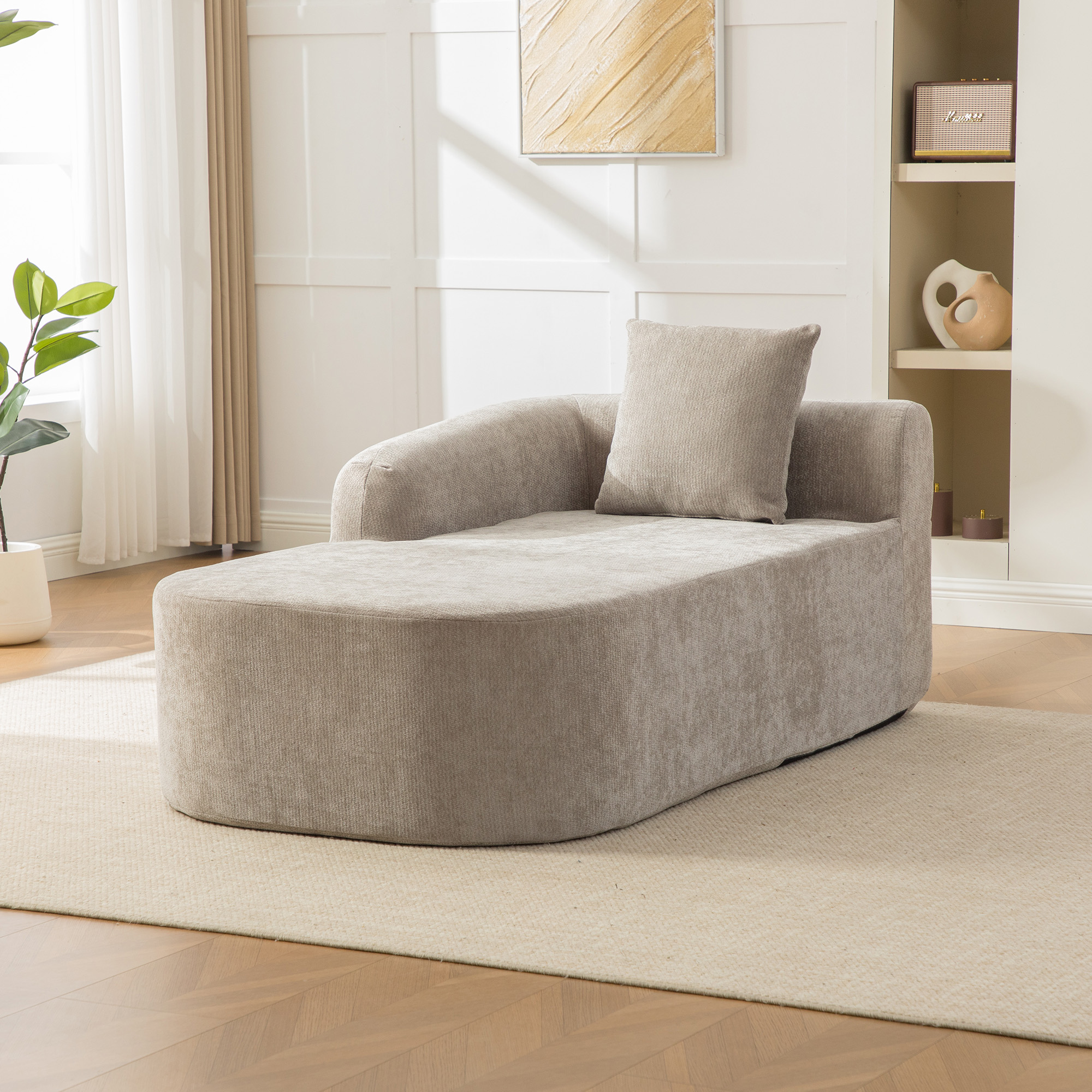 Canapé Modulable Salon Tissu Chenille Gris, Confort Nuageux Mousse 30D, Livraison Prête à Poser et Base Antidérapante