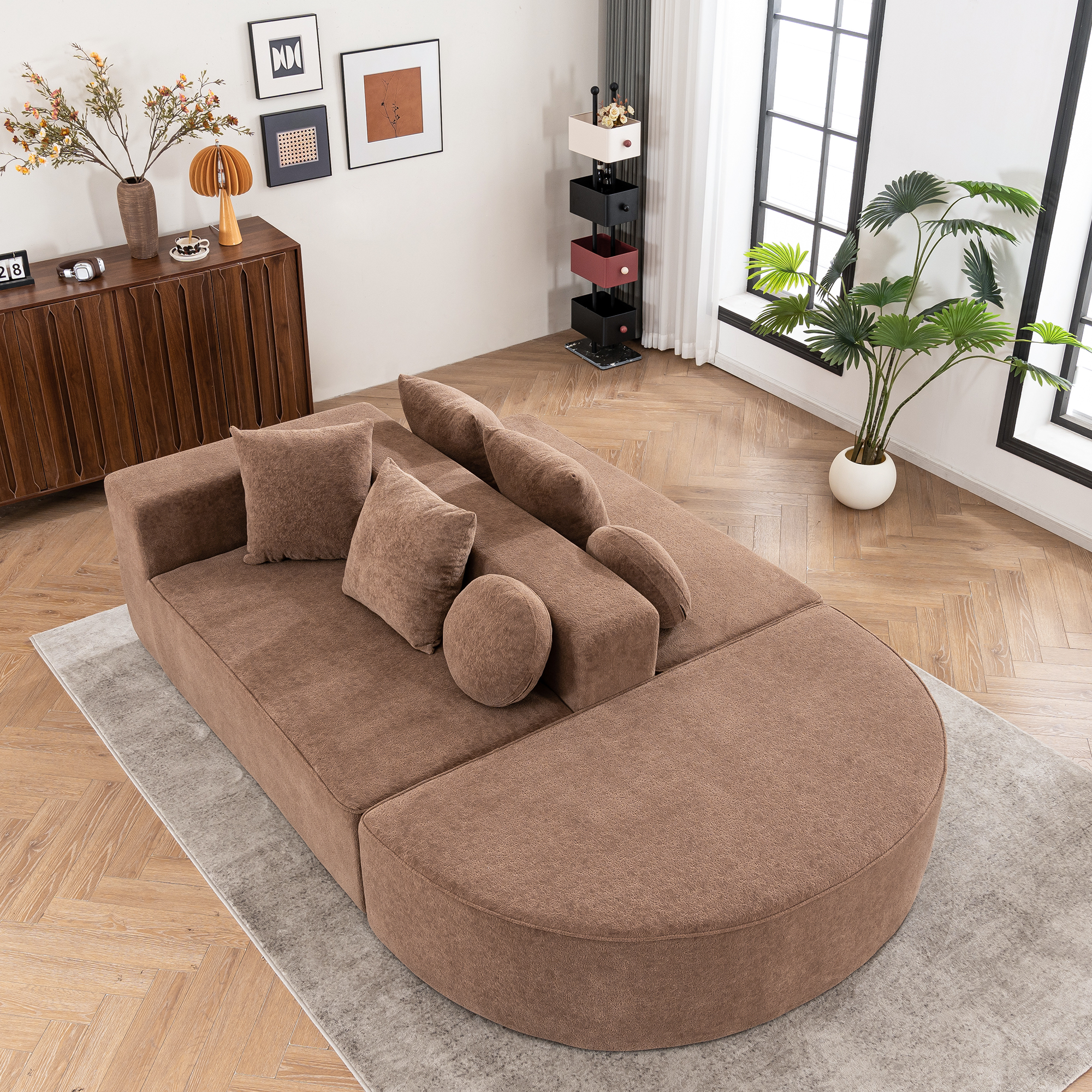 Canapé Modulable Sans Montage Requis, Transforme en Lit Confortable pour Invités, Structure Continue Haute Densité