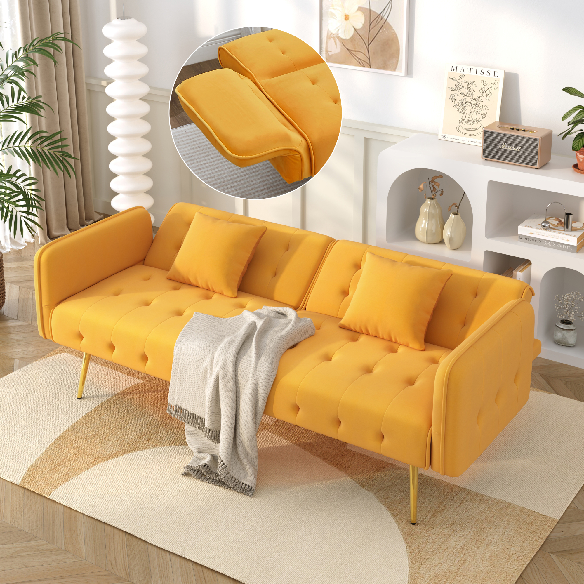 Canapé Convertible 2 Places Dimensions 178x82x70 cm, Surface de Couching 215x81,5 cm, Design Compact Idéal Studio ou Salon