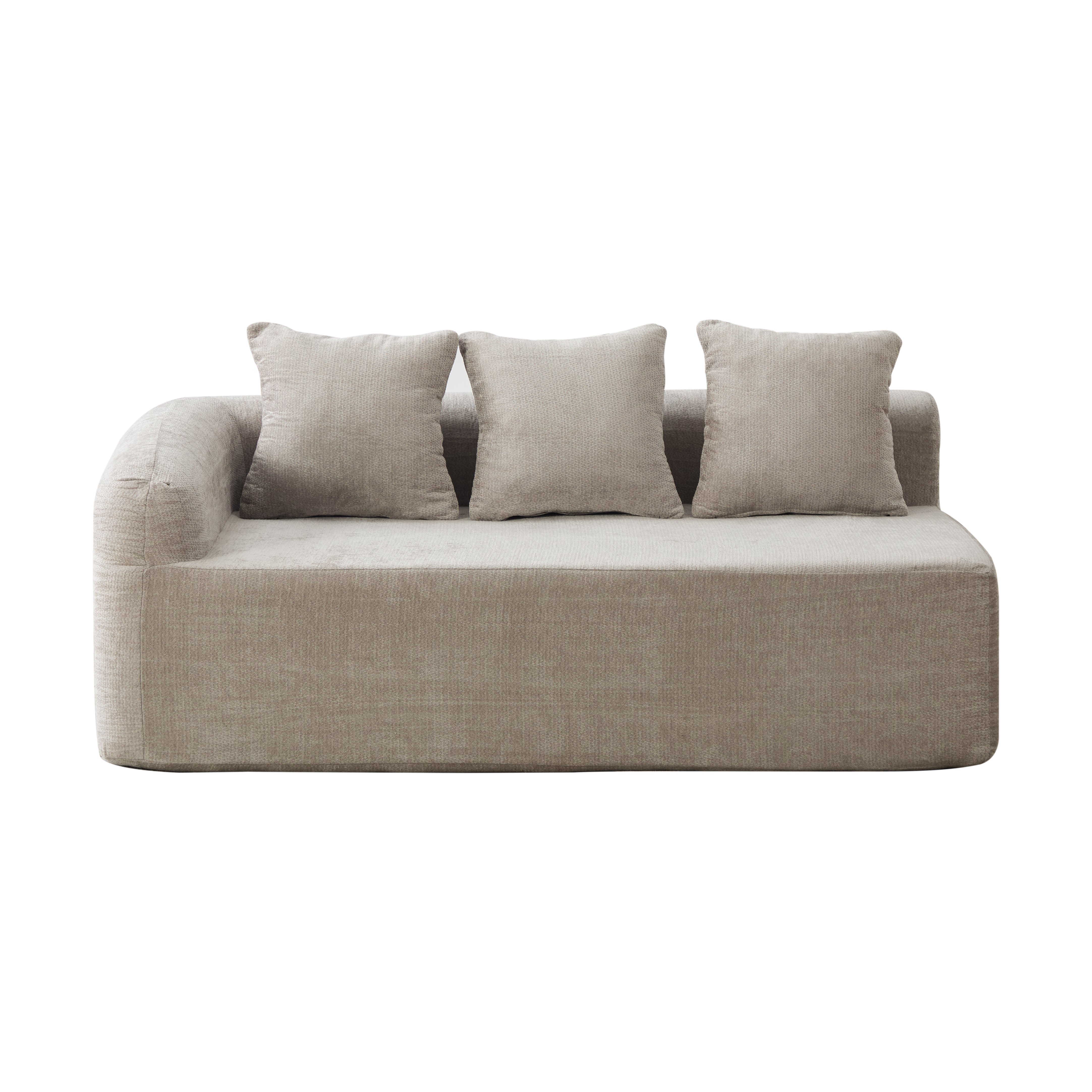 Canapé modulable en tissu Chenille gris, design contemporain pour salon, confort moelleux et structure stable.