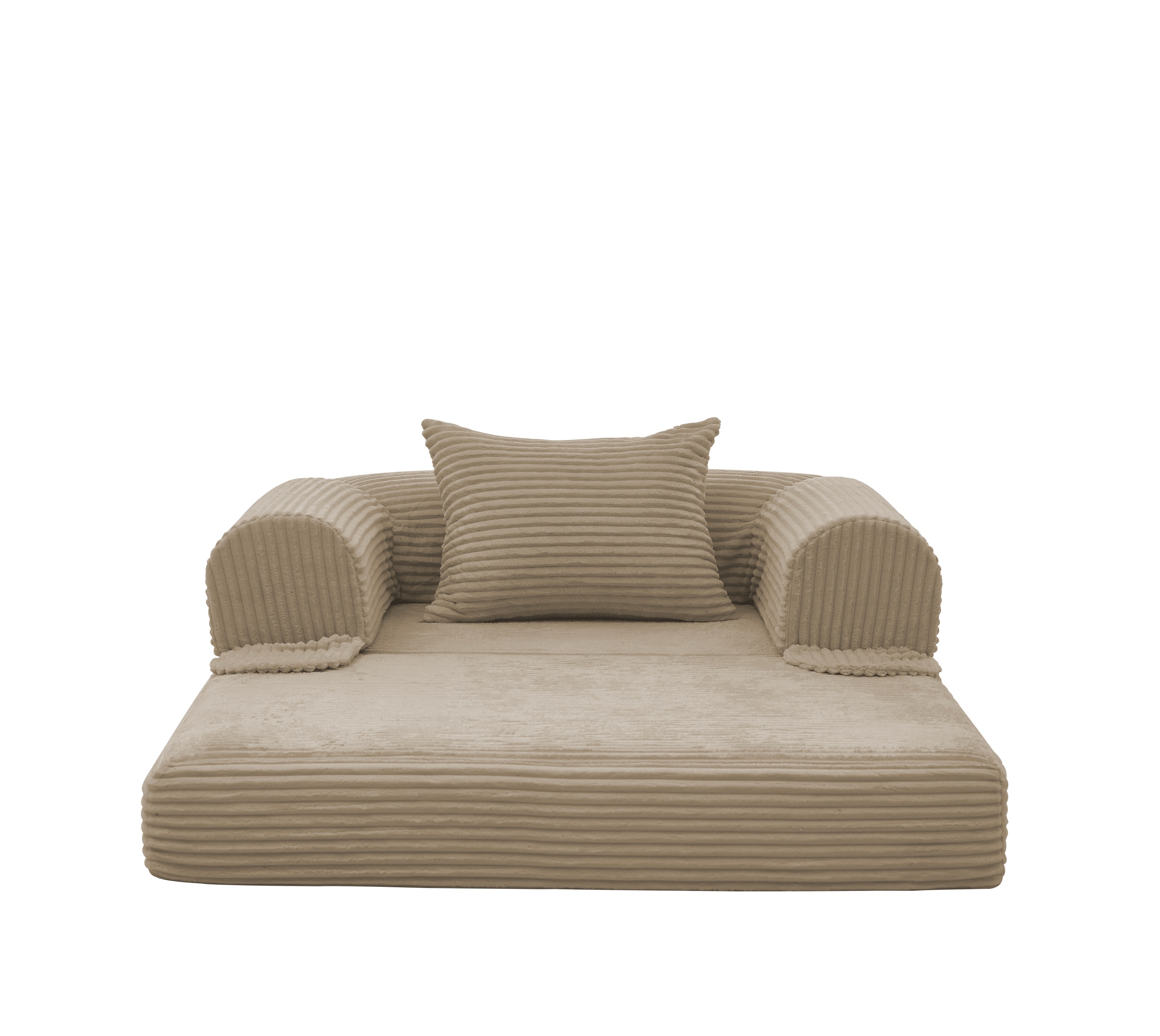 Fauteuil Convertible Lit 1 Place, Canapé Lit Compact avec Rangement Intégré, Revêtement Côtelé Marron, Idéal Salon ou Chambre