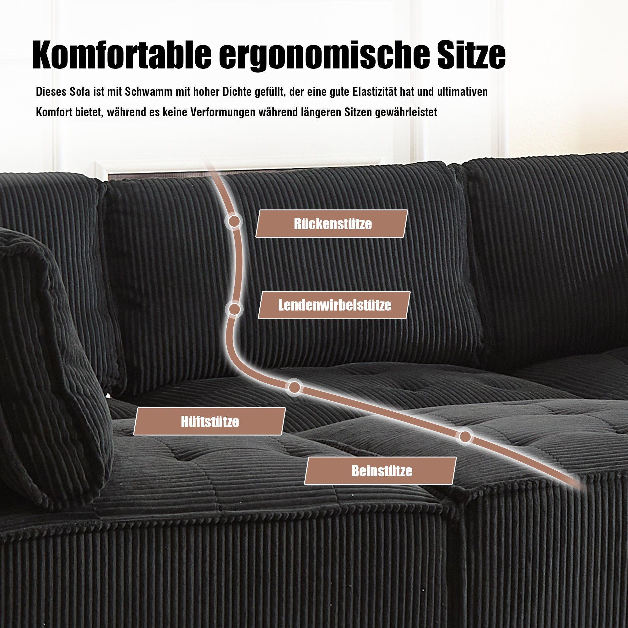 Dossier et accoudoirs de forme ergonomique
