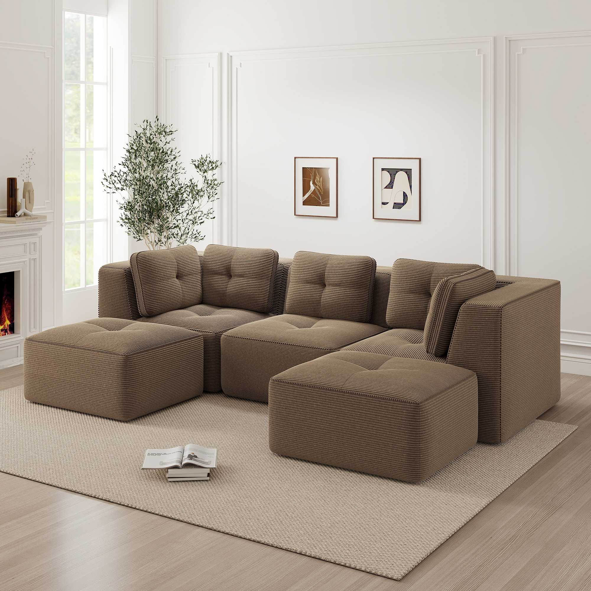 Canapé Modulable Avec Ottomane Profondeur 74 Cm Assise Profonde Confort Nuageux Design Moderne
