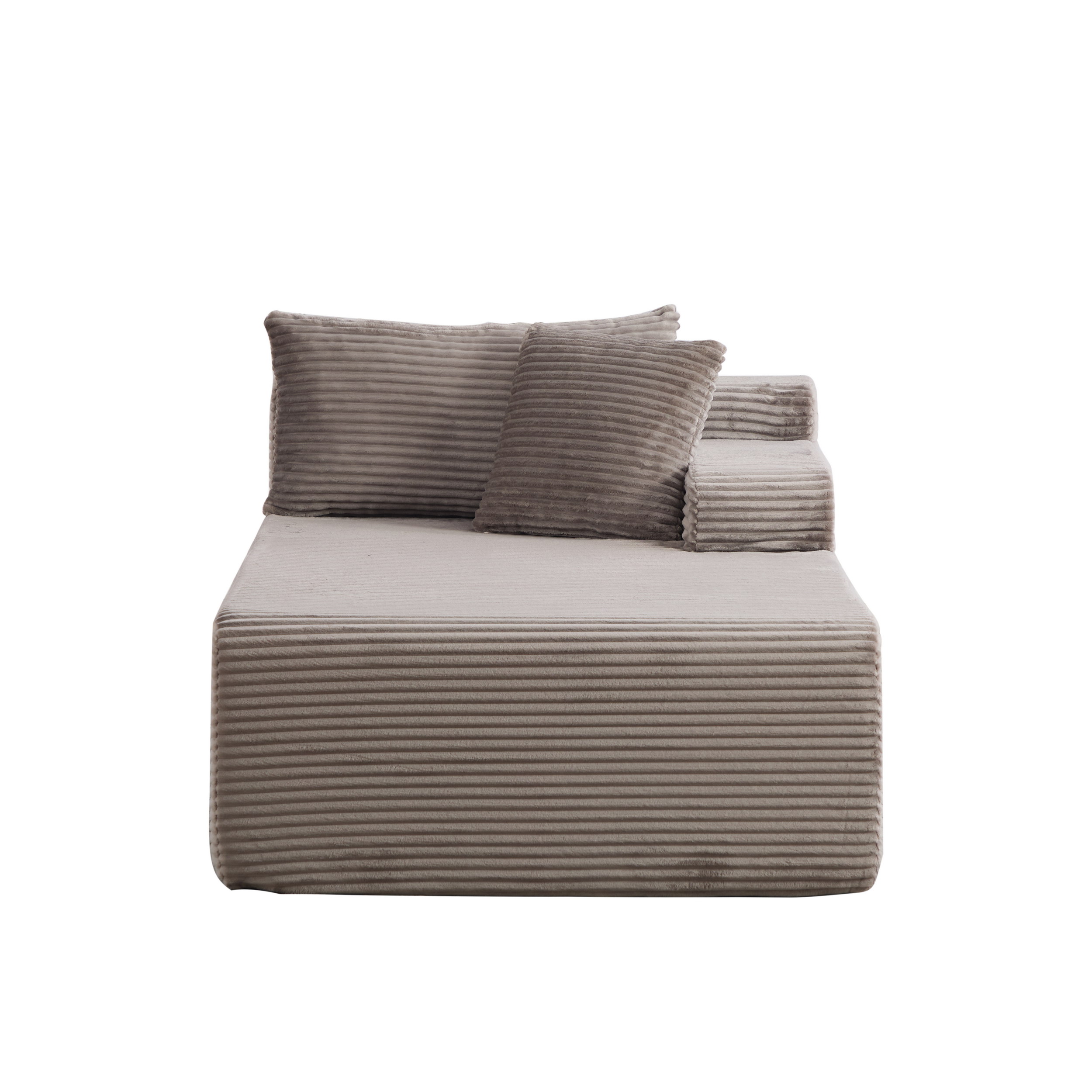 Méridienne Salon Gris Tissu Chenille Confortable Fonction Chaise Longue Avec Coussin Inclus Prêt à Poser