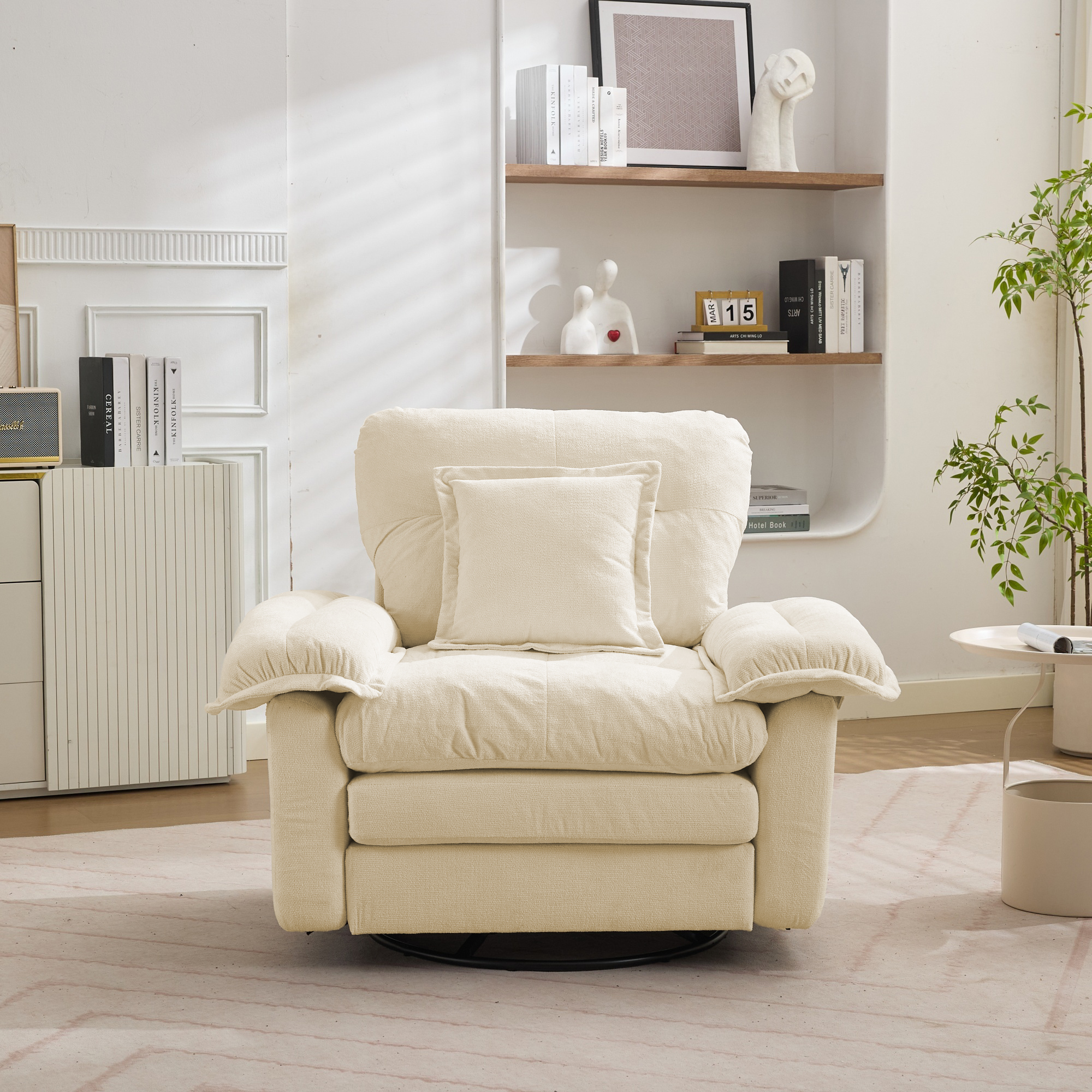 Fauteuil Confortable Profond avec Mousse à Mémoire de Forme et Structure Stable Bois Métal pour Salon Lectures Détente