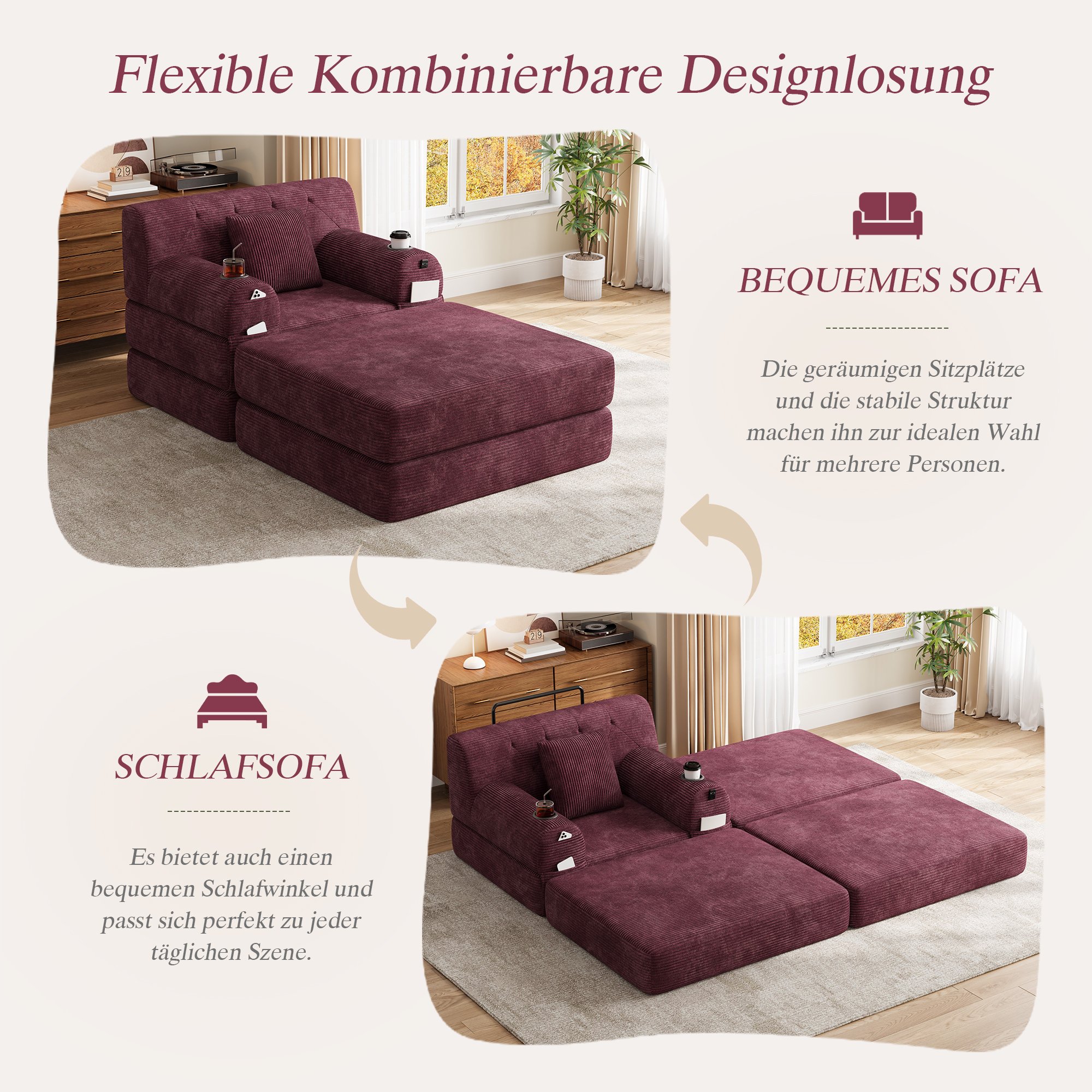Sofa et Lit en Un Seul Mouvement