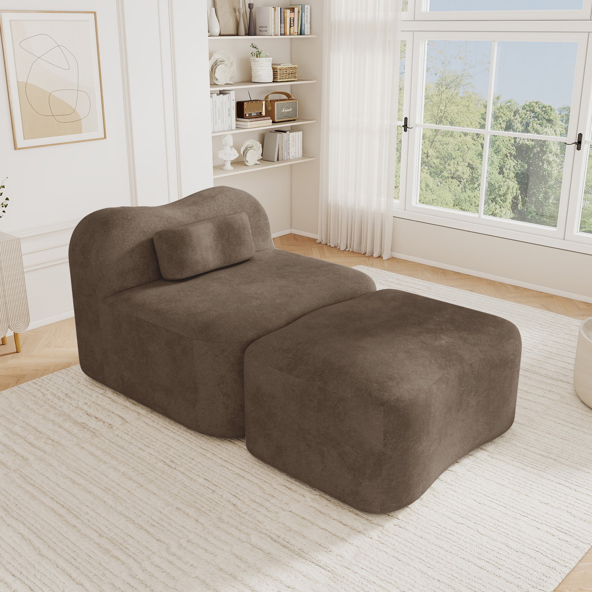 Canapé droit en tissu velours doux résistant aux plis, rembourrage mousse 32D et base anti-dérapante pour une stabilité optimale