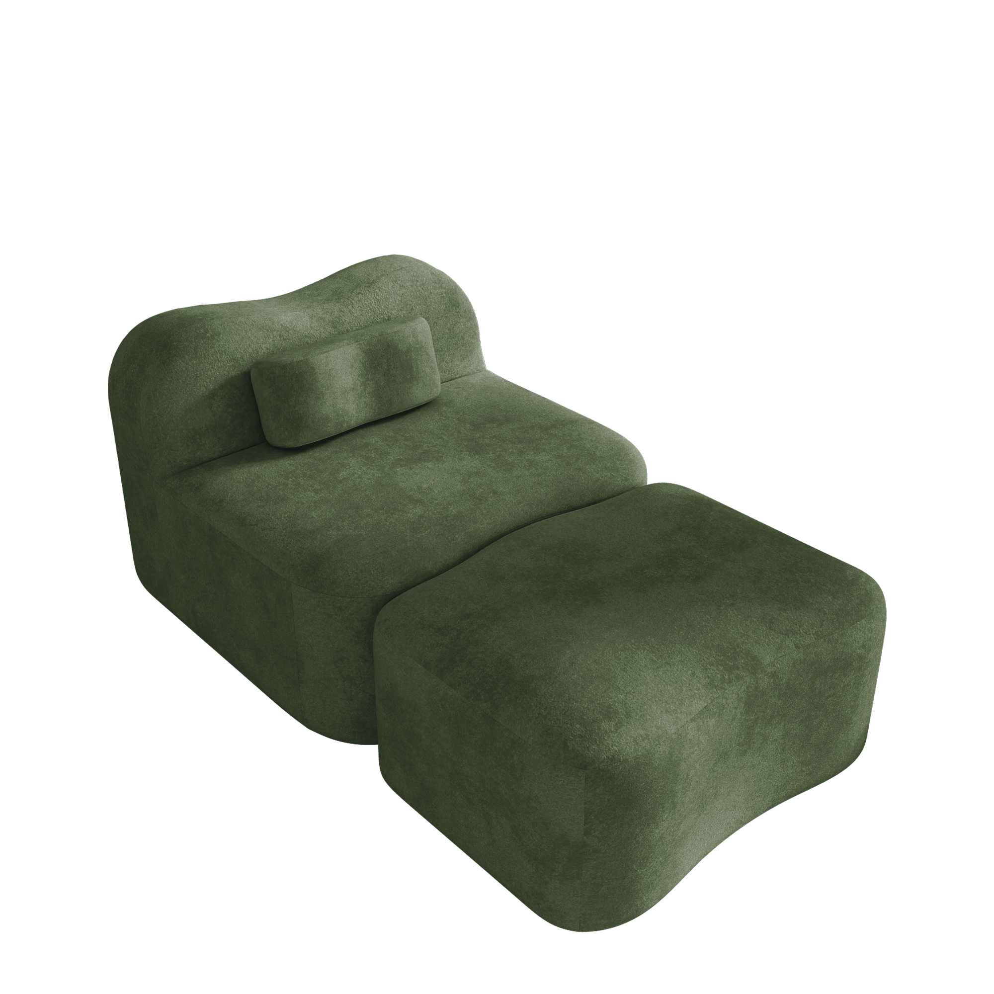 Canapé Modulable Vert Velours avec Ottoman Design Ondulé Mousse Haute Densité pour Salon Appartement Chambre à Coucher