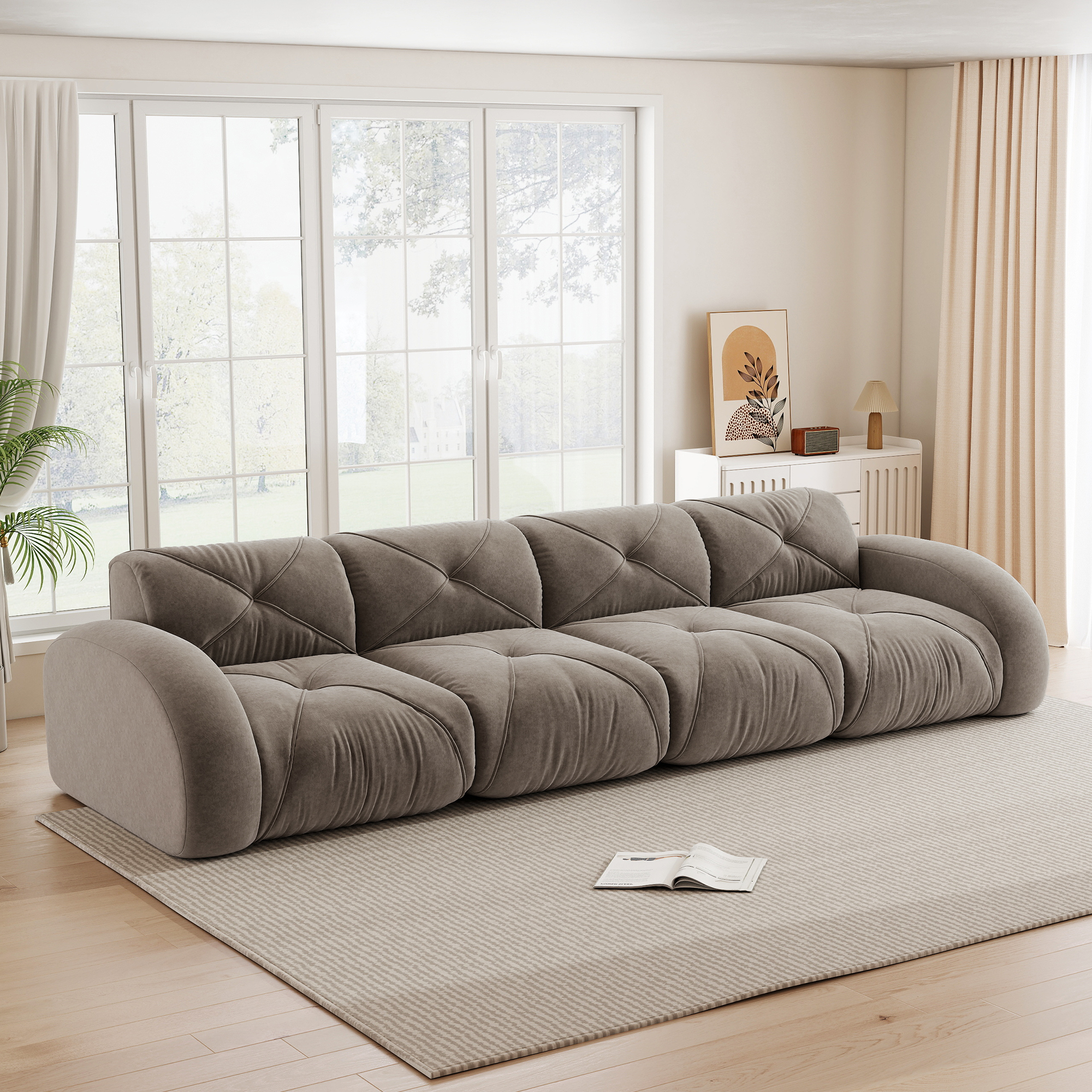 Canapé modulable extra large 358 cm, confort moelleux avec mousse 32D haute densité, structure stable et antidérapante