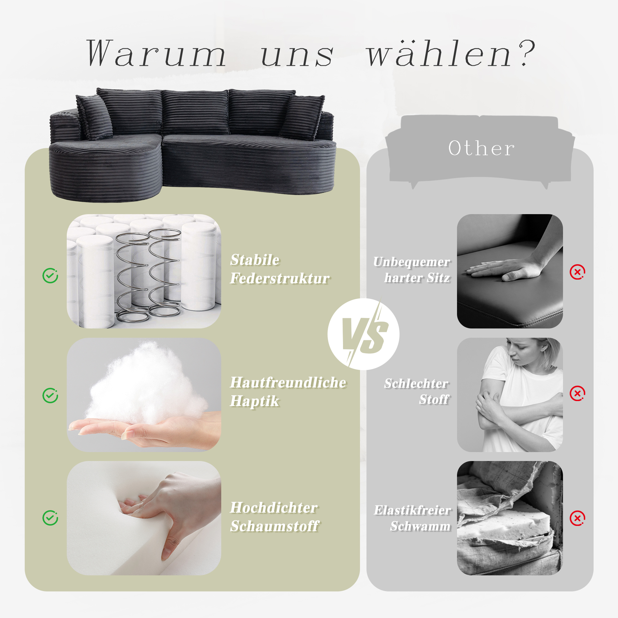 Mousse haute densité et ressorts pour un maintien durable