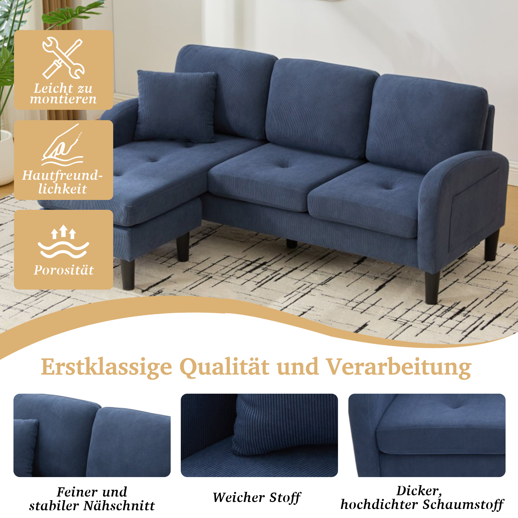 Confort Premium en Tissu Côtelé