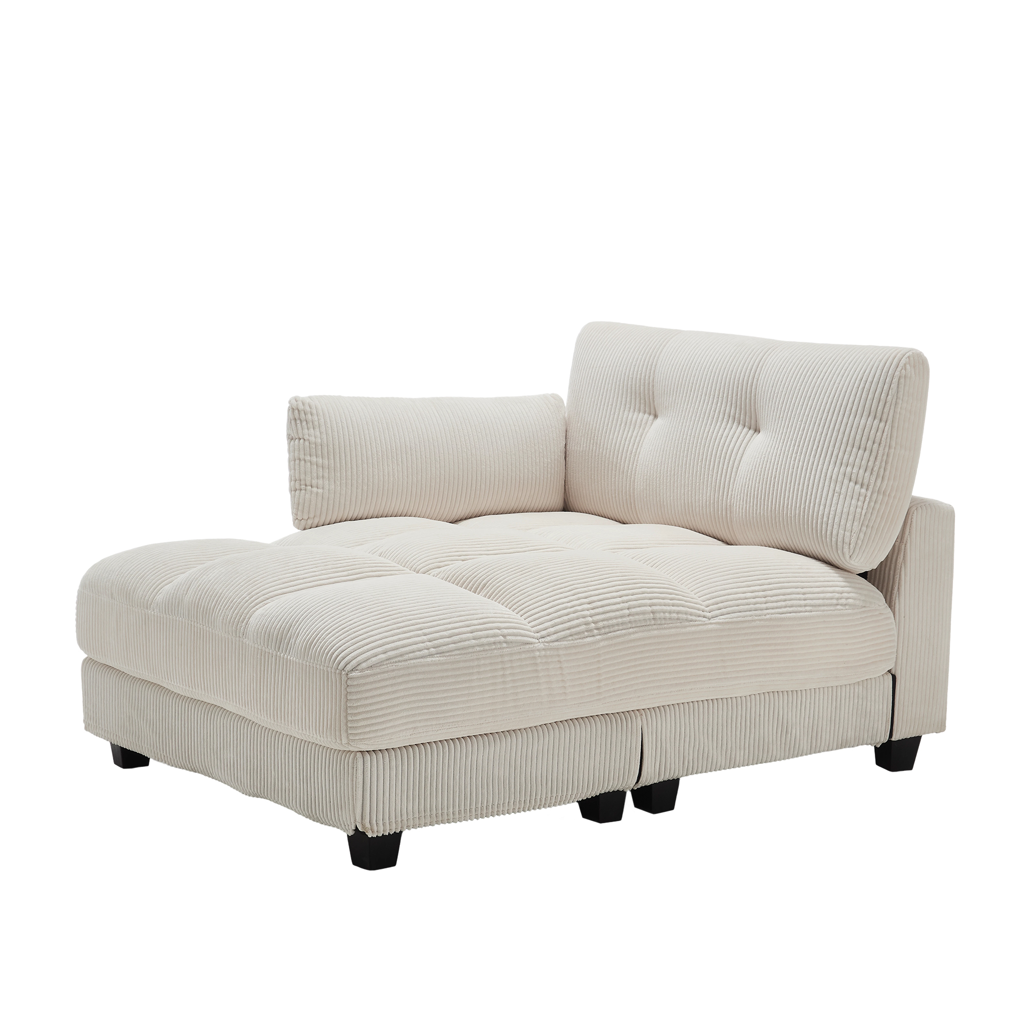 Canapé 140x112x81 cm en velours côtelé beige avec accoudoirs réversibles et coussins d'appui-tête
