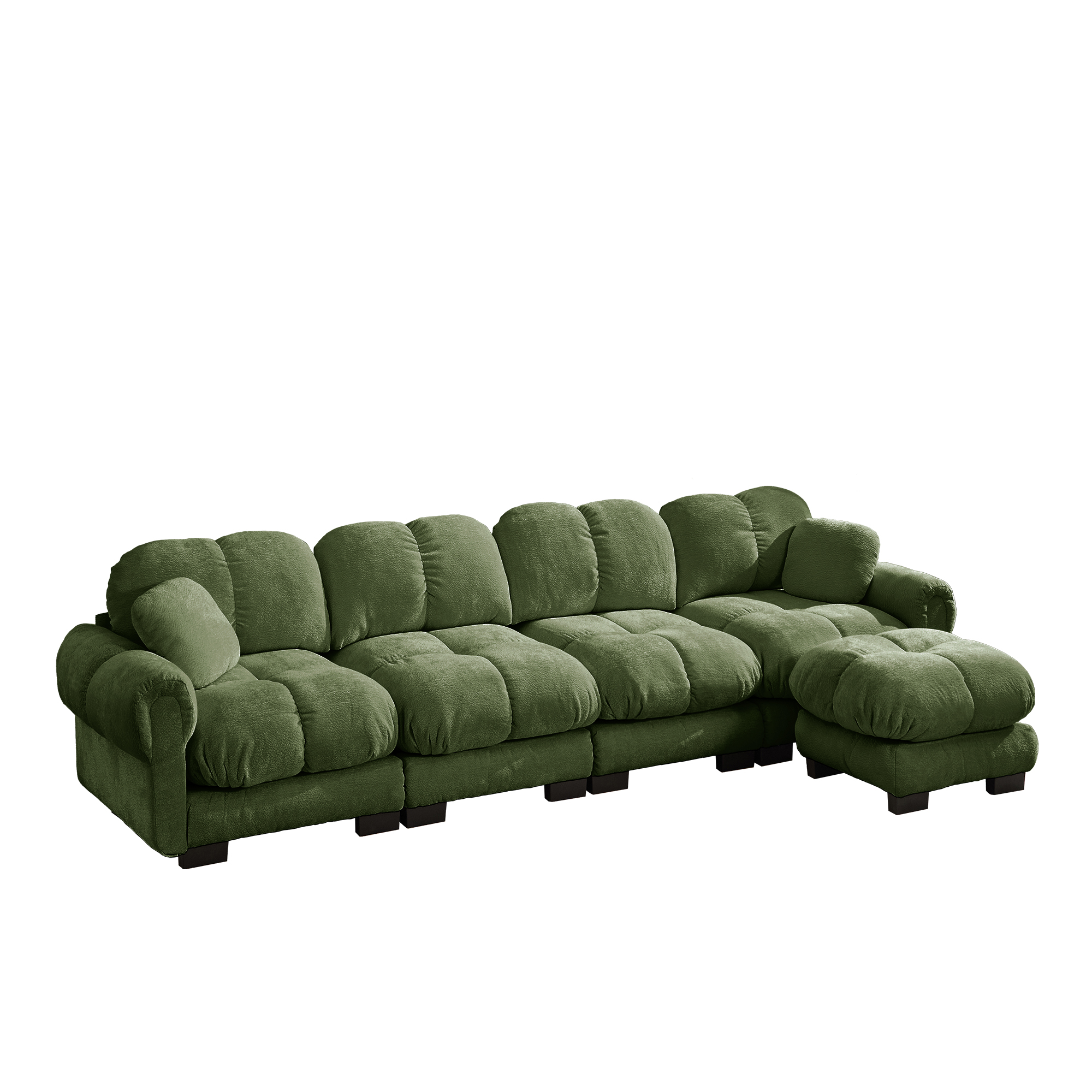 Canapé d'angle modulable 4 places avec ottomane mobile, dossier ergonomique et coussins matelassés antidérapants pour salon moderne