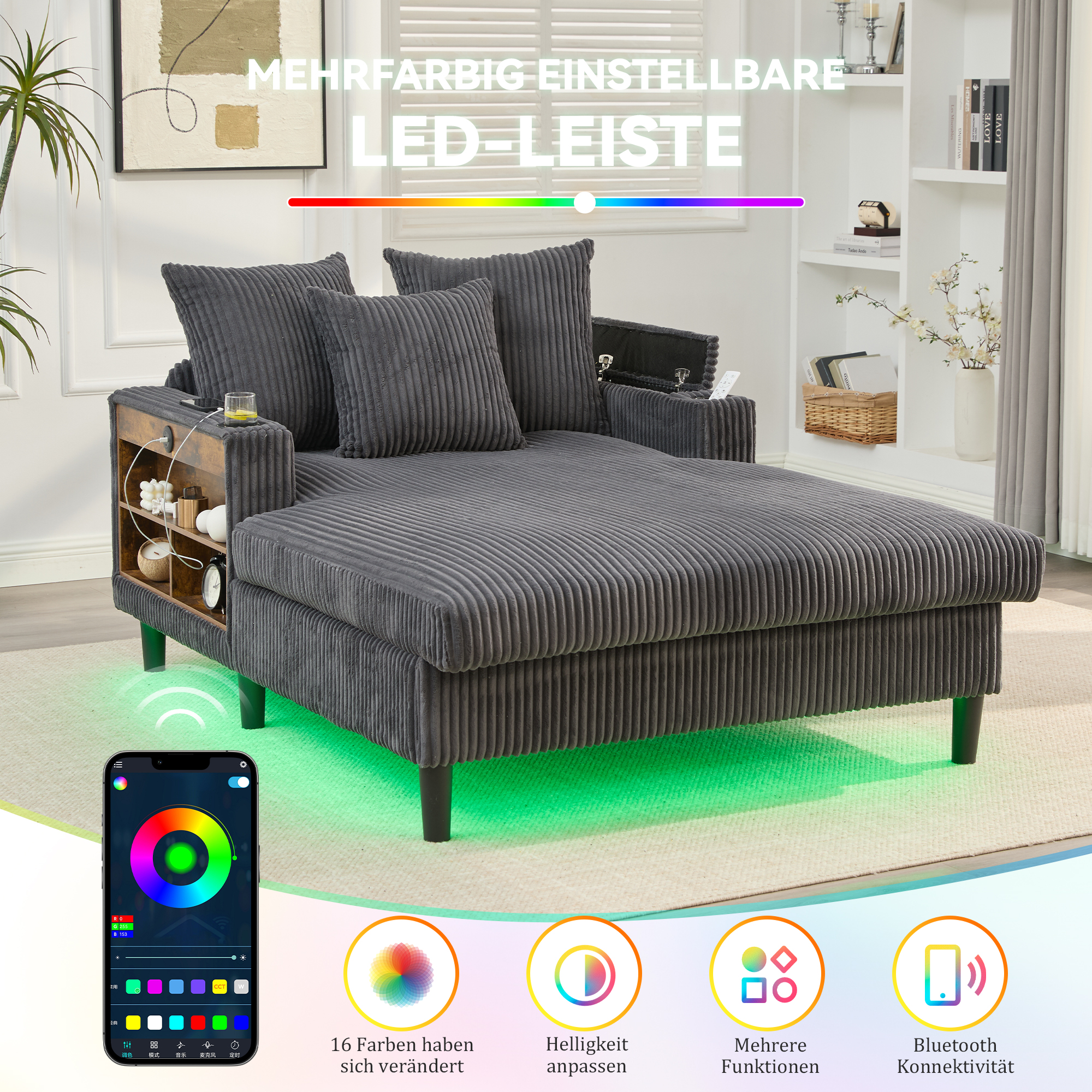 Éclairage LED multicolore et range-boissons