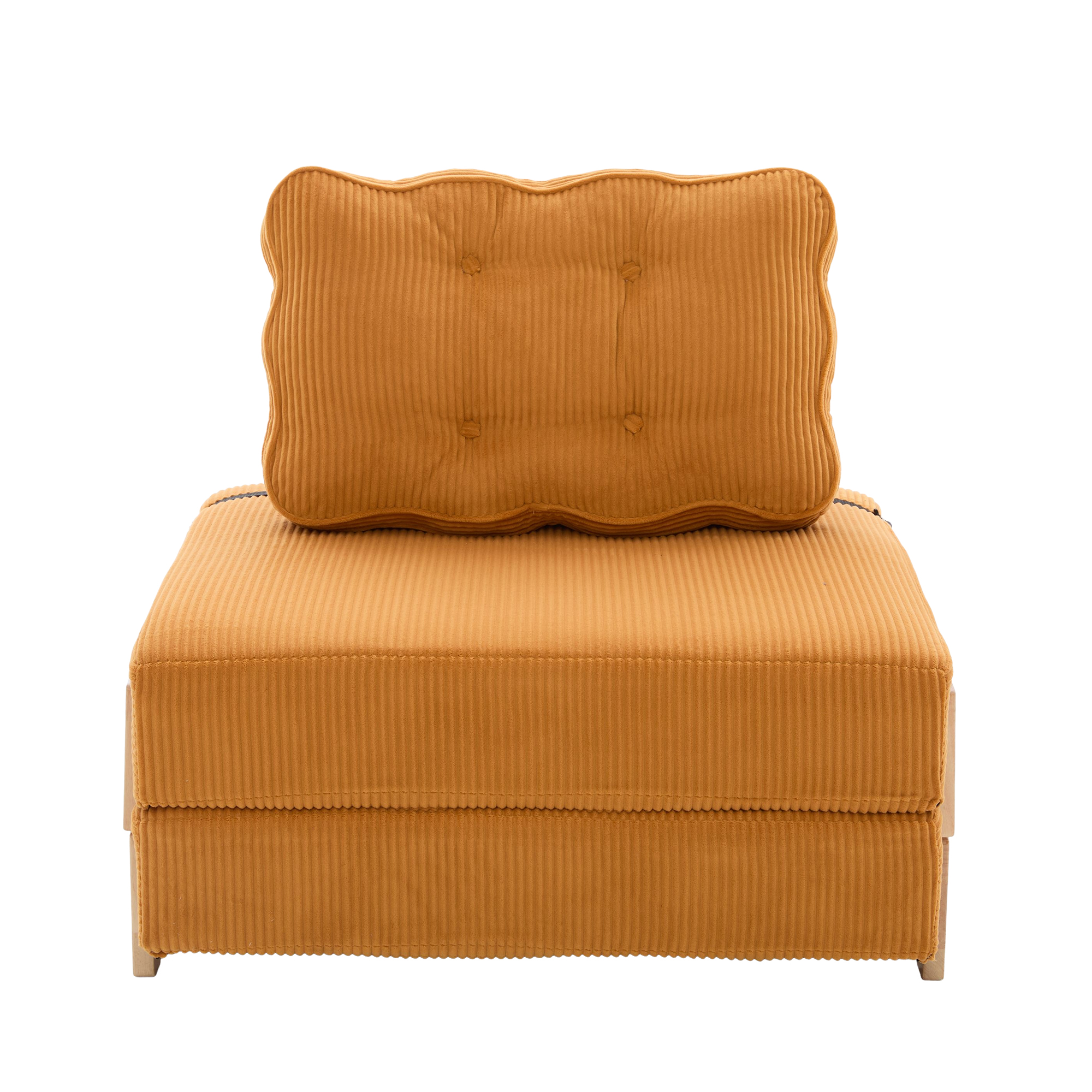 Lit rembourré convertible en lit plat 90x170 cm avec dossier ergonomique et pieds en bois clair