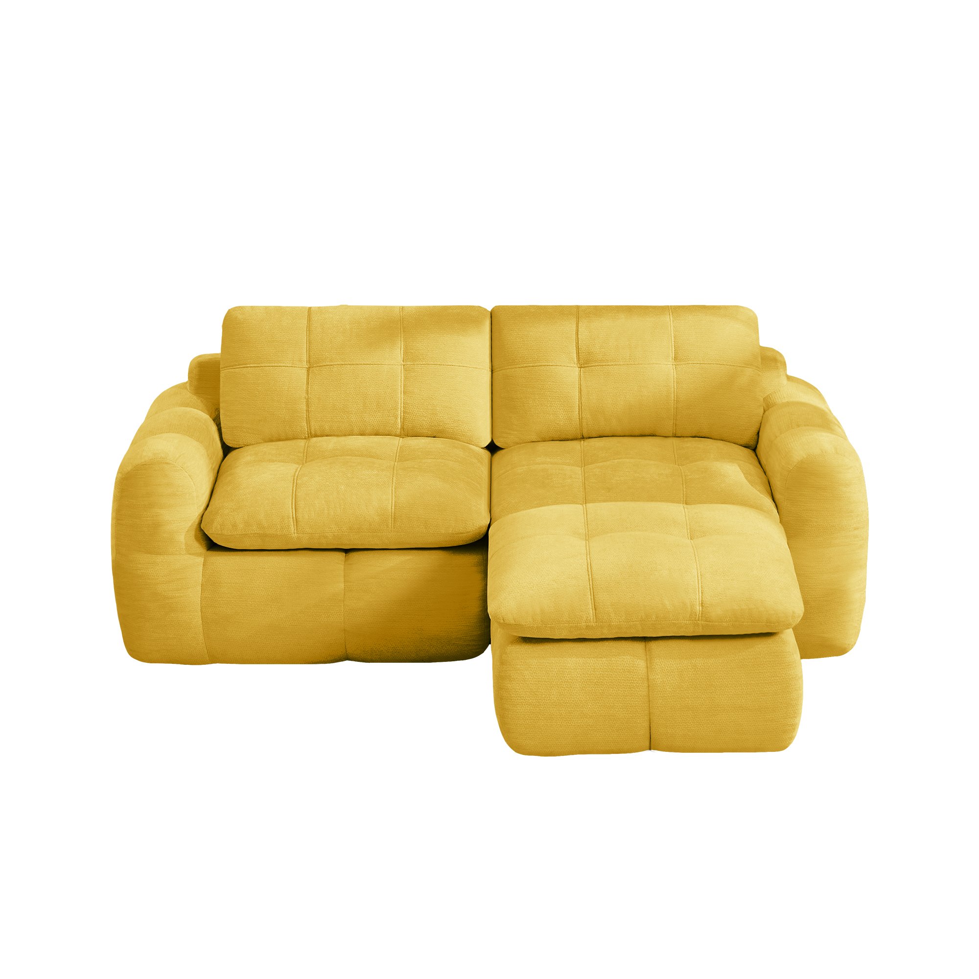 Canapé modulaire sans montage avec ottoman, tissu chenille anti-griffes, confort nuageux mousse haute densité, format 194x160 cm