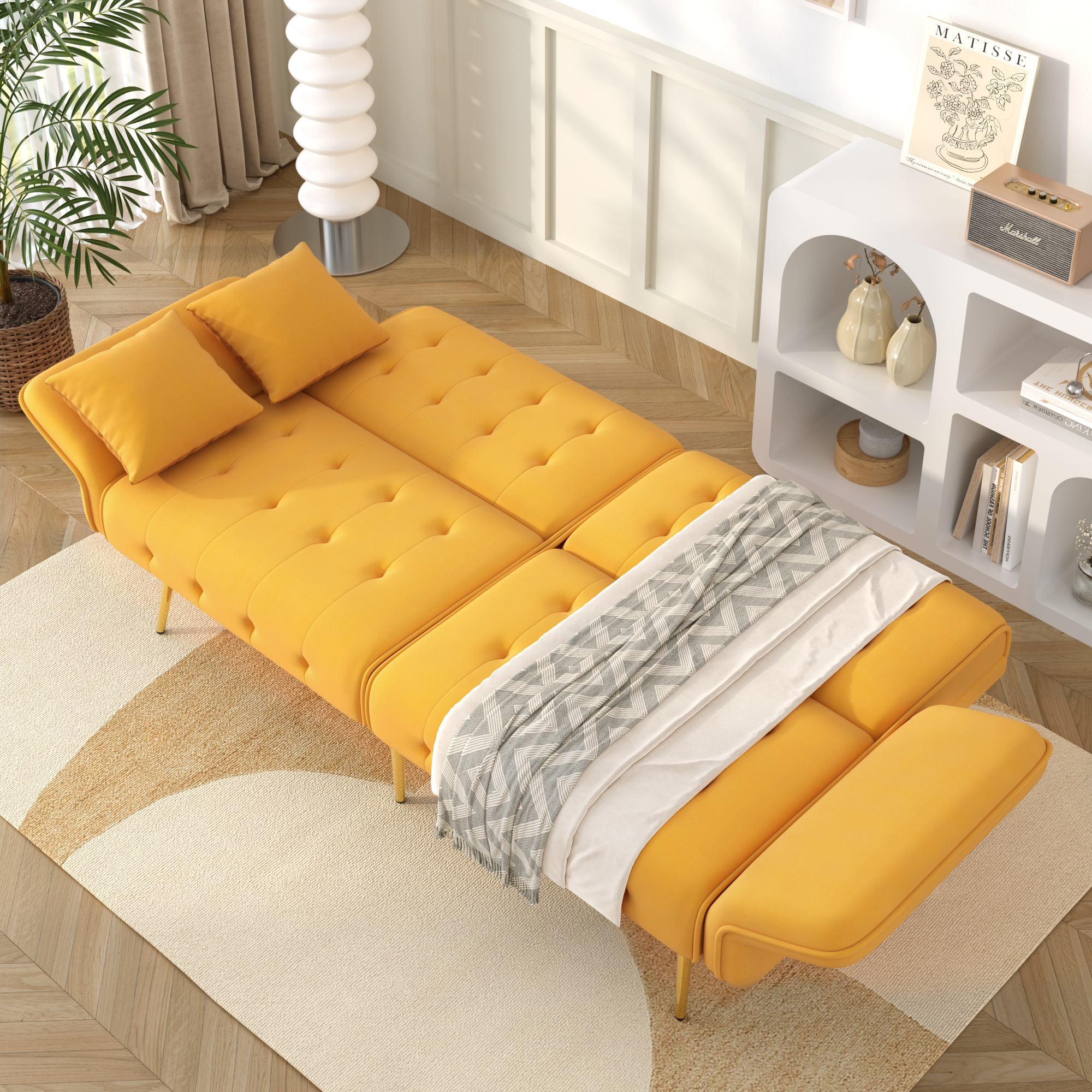 Canapé Convertible 2 Places Dimensions 178x82x70 cm, Surface de Couching 215x81,5 cm, Design Compact Idéal Studio ou Salon