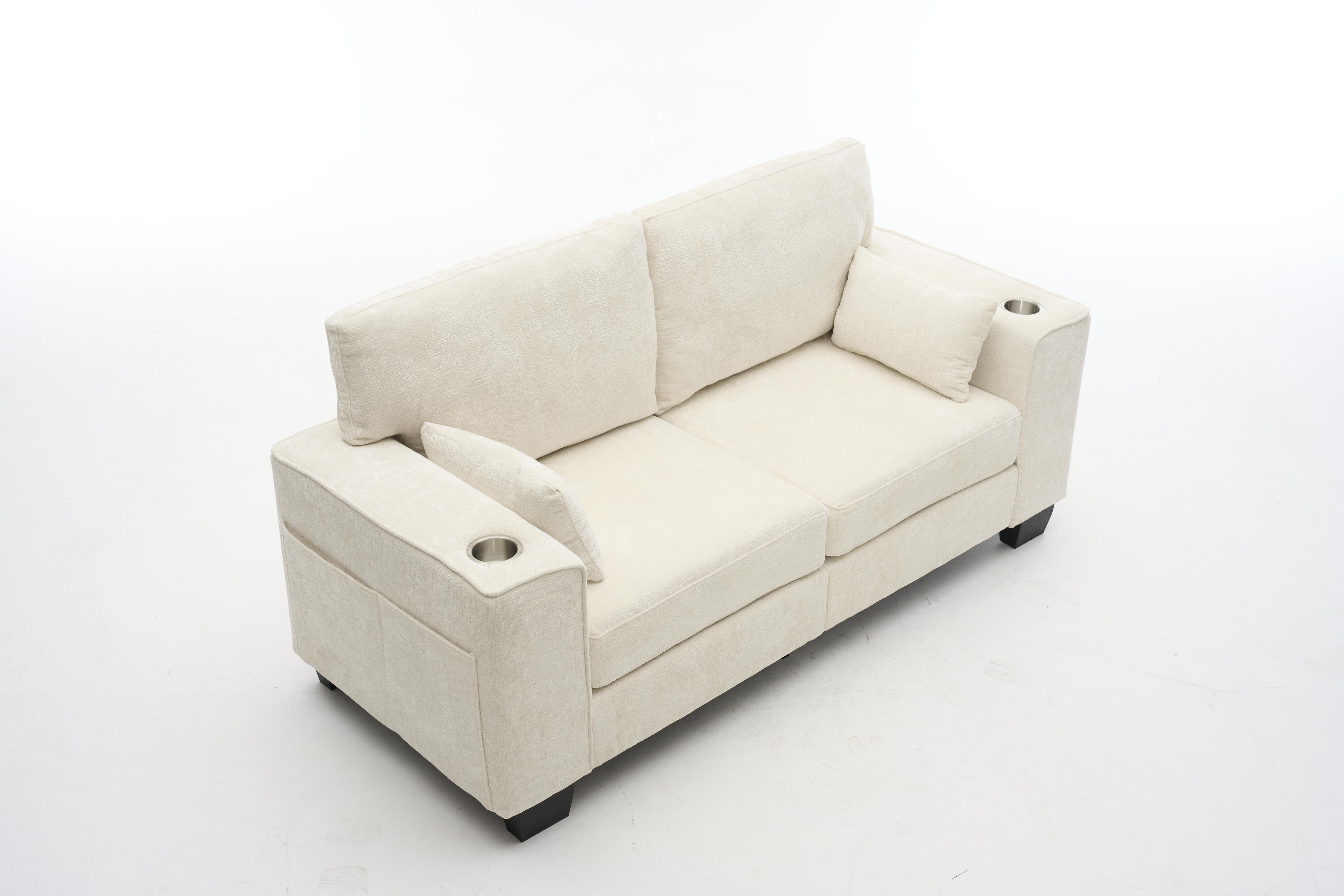 Canapé 2 places de 182 cm de long, largeur 72 cm, hauteur 96 cm, profondeur d'assise 53 cm, idéal pour petits espaces et bureaux