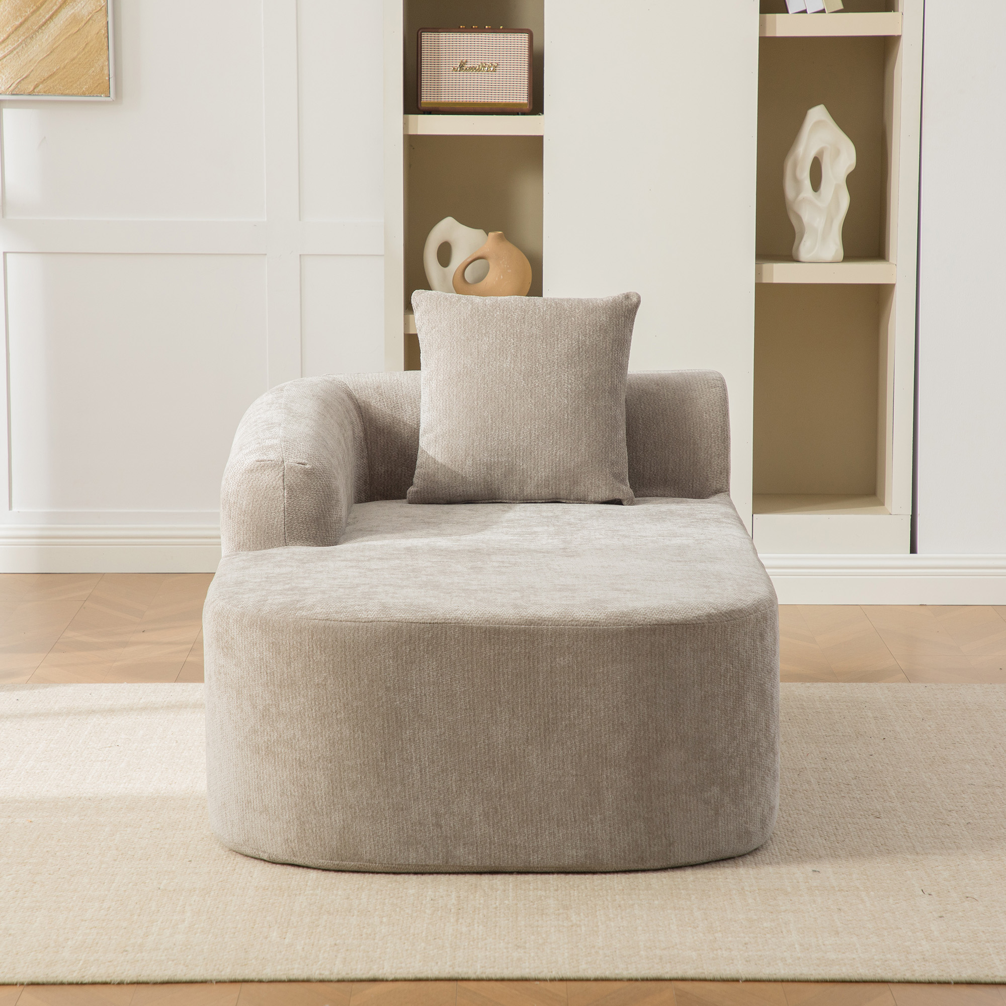 Canapé Modulable Salon Tissu Chenille Gris, Confort Nuageux Mousse 30D, Livraison Prête à Poser et Base Antidérapante