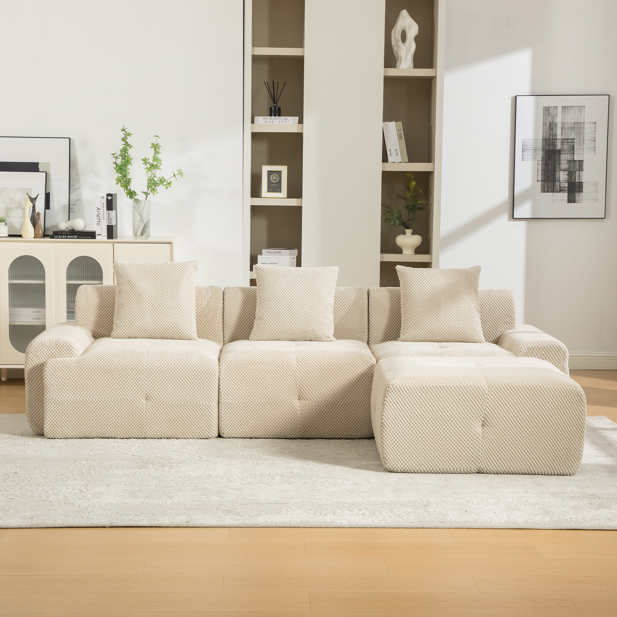 Canapé Modulable Salon Moderne - Canapé Chenille Compressé Léger Déplaçable Coussin Inclus Zone Repos Relaxation Immersive