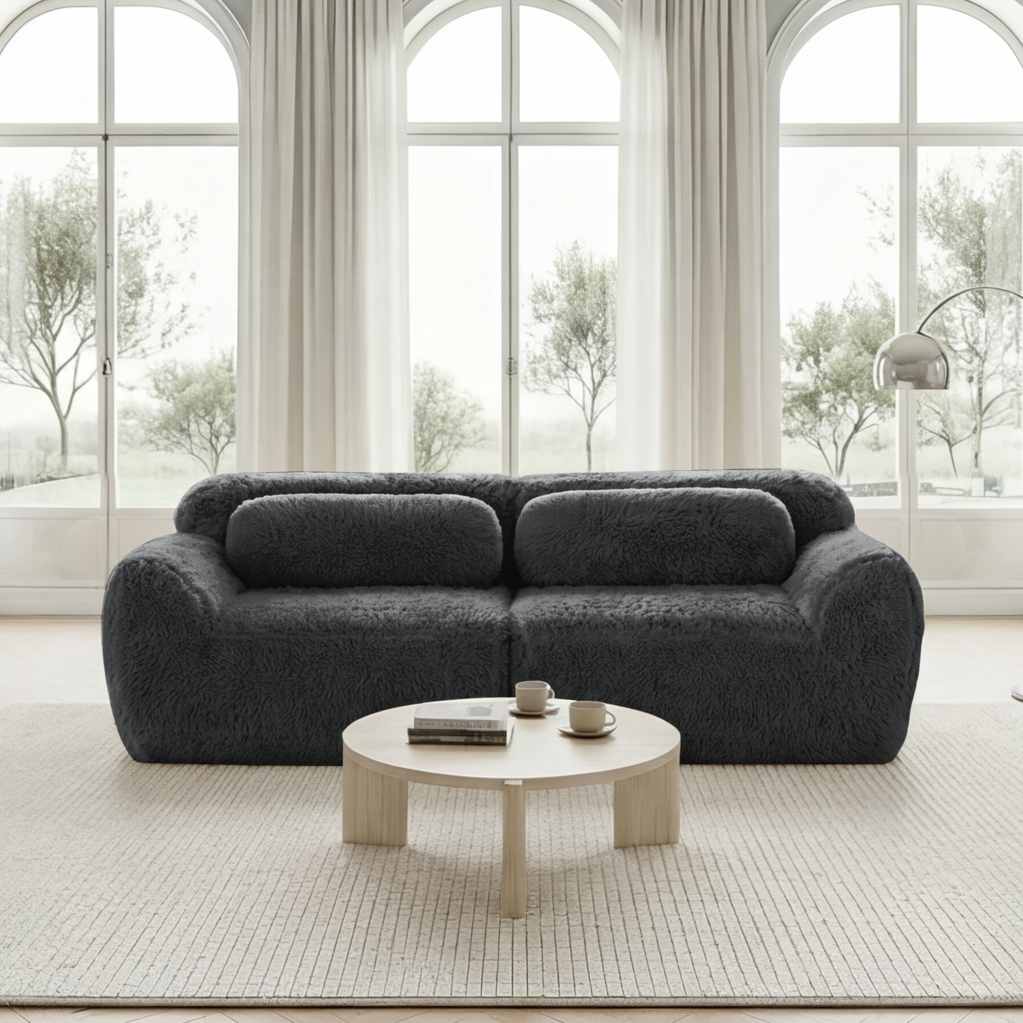 Canapé Modulable 2 Places avec Rangement Intégré, Design Sans Cadre et Base Antidérapante pour Salon Contemporain
