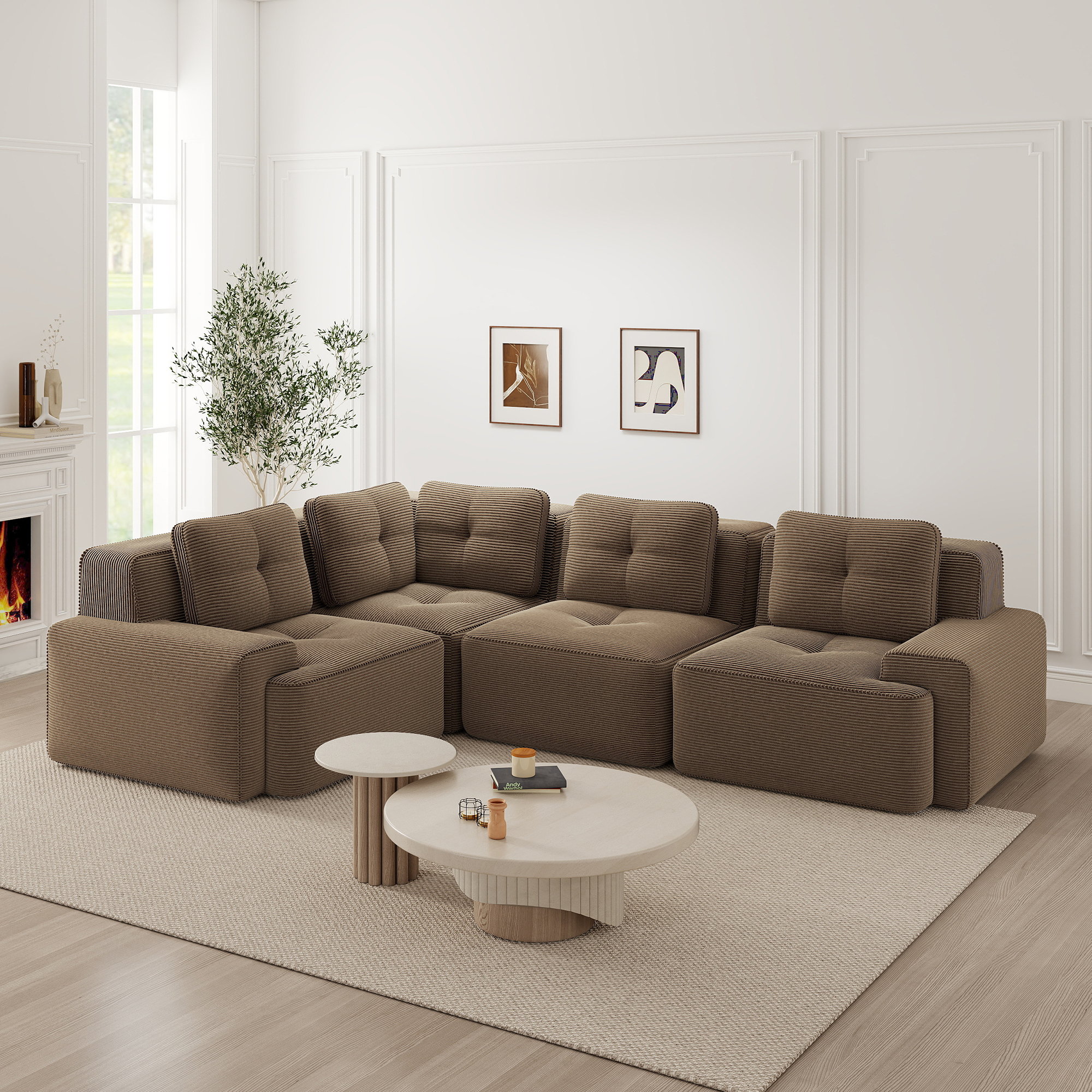 Canapé Modulable Confortable Large Accoudoirs Antidérapant Tissu Respirant Salon Bureau Sans Montage