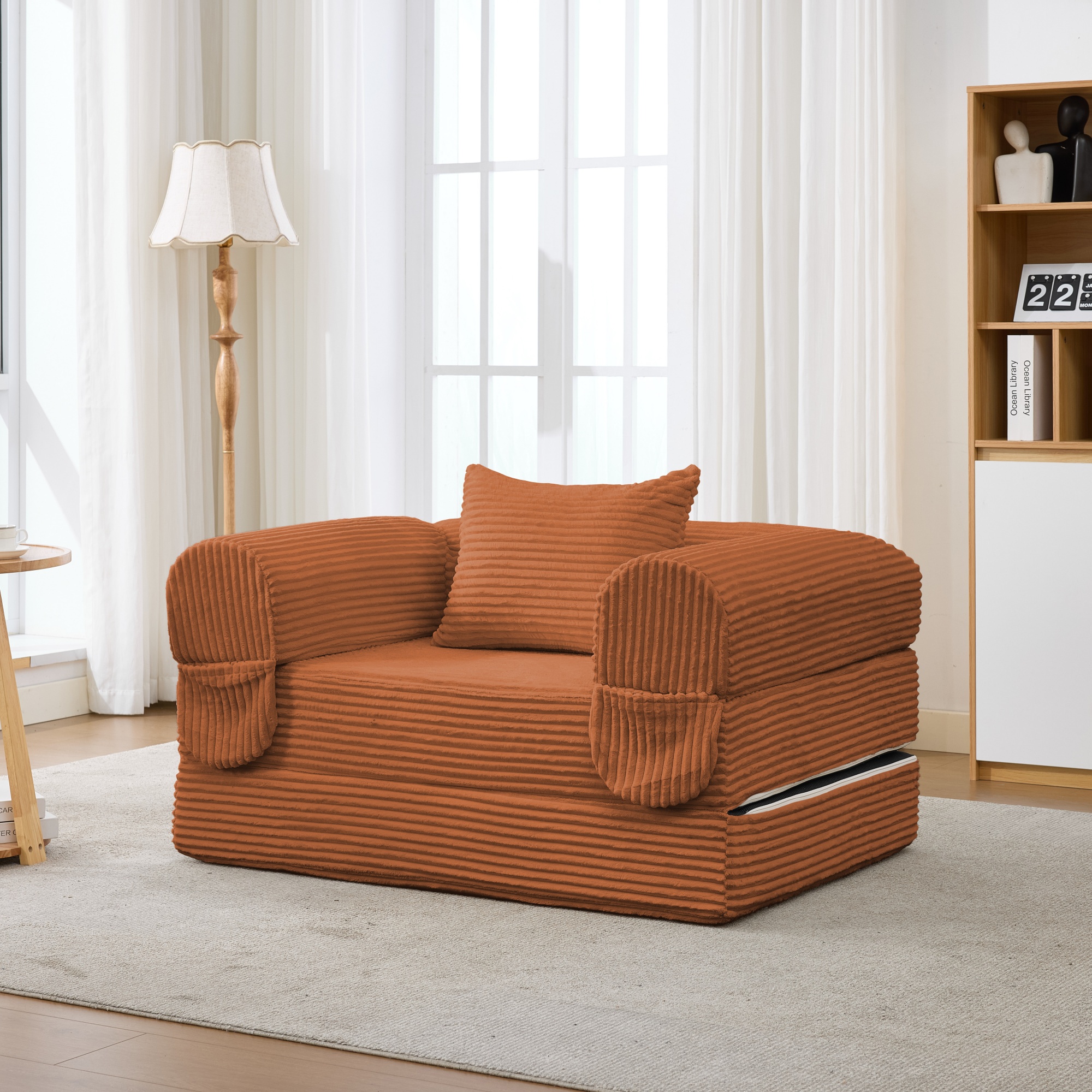 Fauteuil Convertible 120x85x65 cm - Petit Canapé Lit Compact Idéal Petits Espaces avec Revêtement Cord