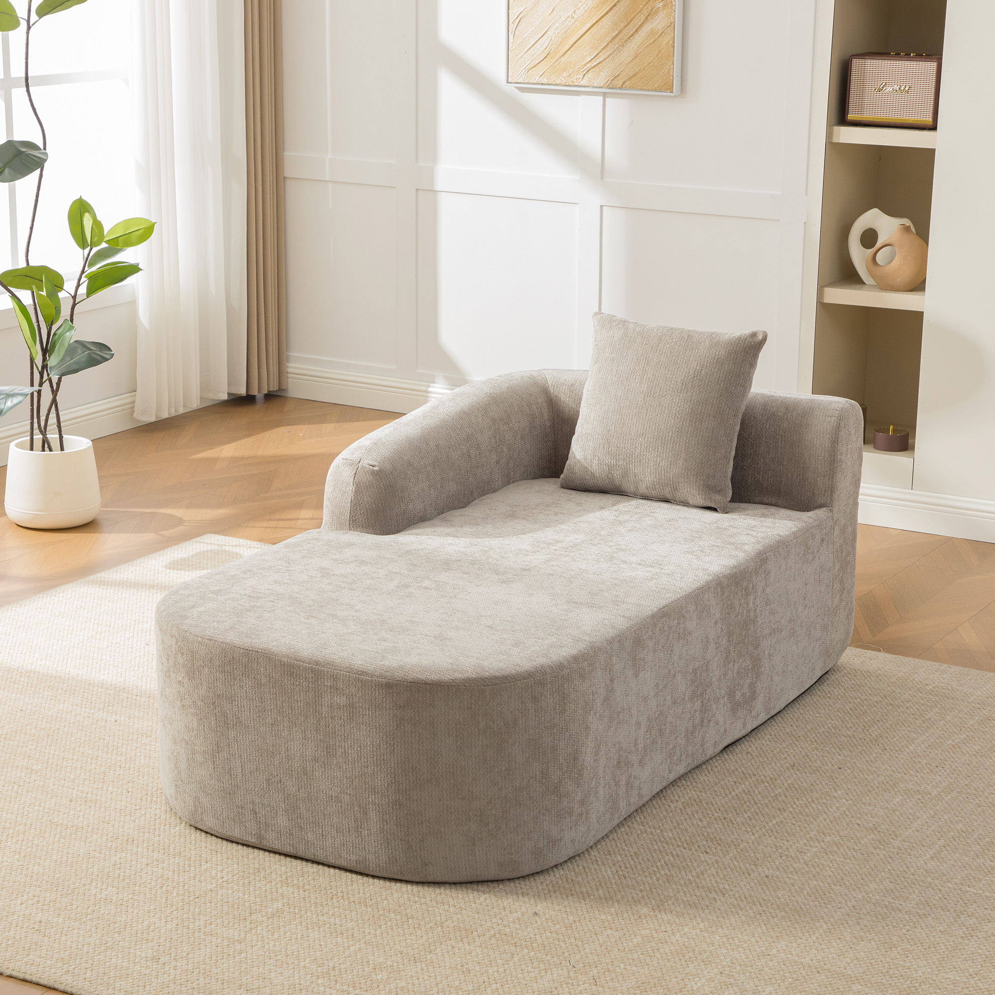 Canapé Modulable Salon Tissu Chenille Gris, Confort Nuageux Mousse 30D, Livraison Prête à Poser et Base Antidérapante