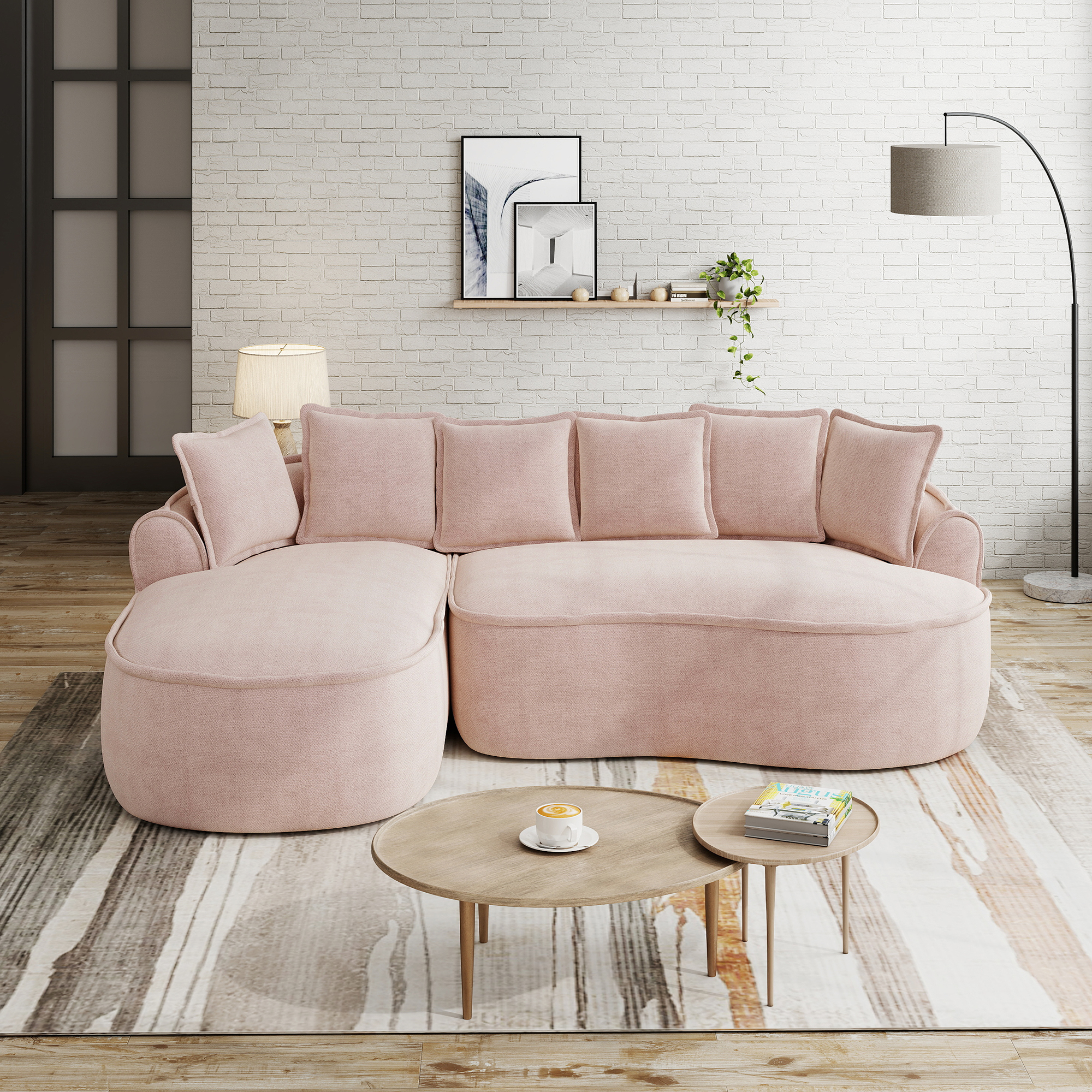 Méridienne Canapé Modulable avec Profondeur Extra Large et Accoudoirs Largos Tissu Chenille Confort Ergonomique