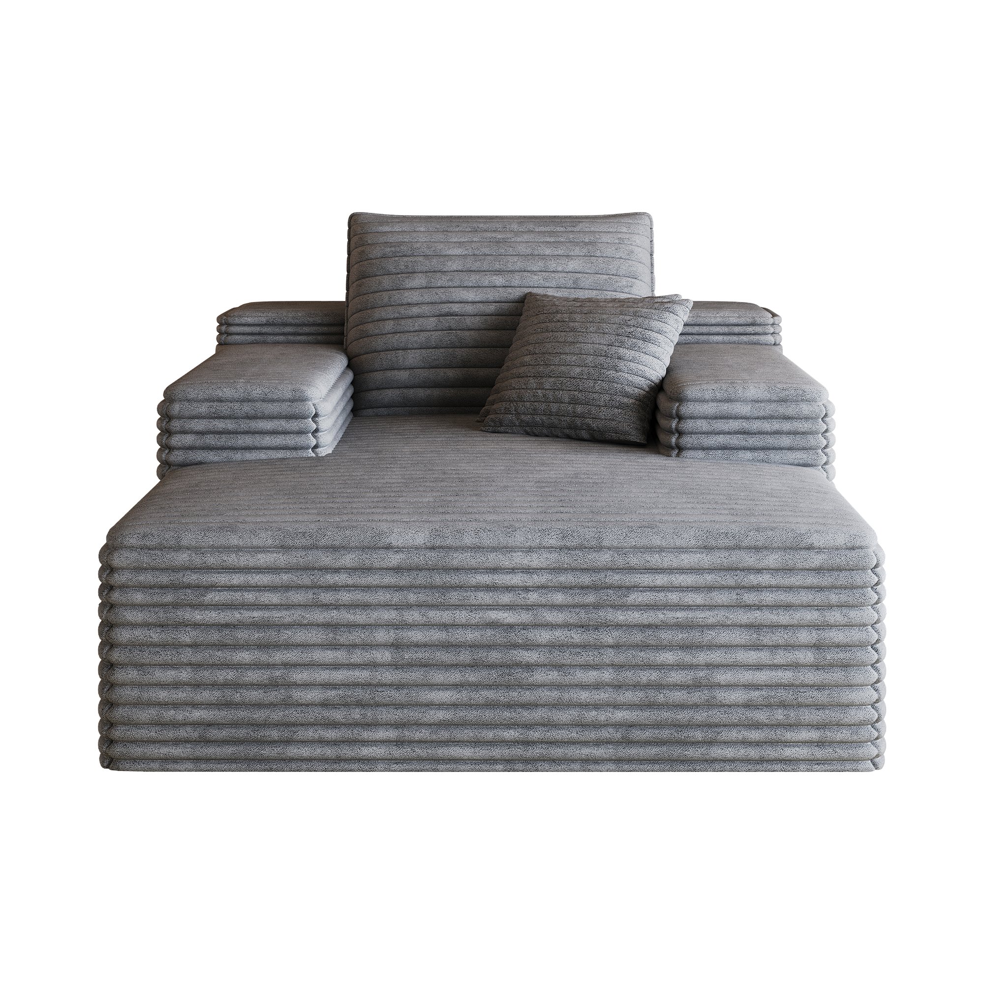 Canapé droit 115x159 cm en tissu velours côtelé gris foncé, assise profonde sans montage, mousse haute élasticité et design moderne pour le salon ou la chambre à coucher.