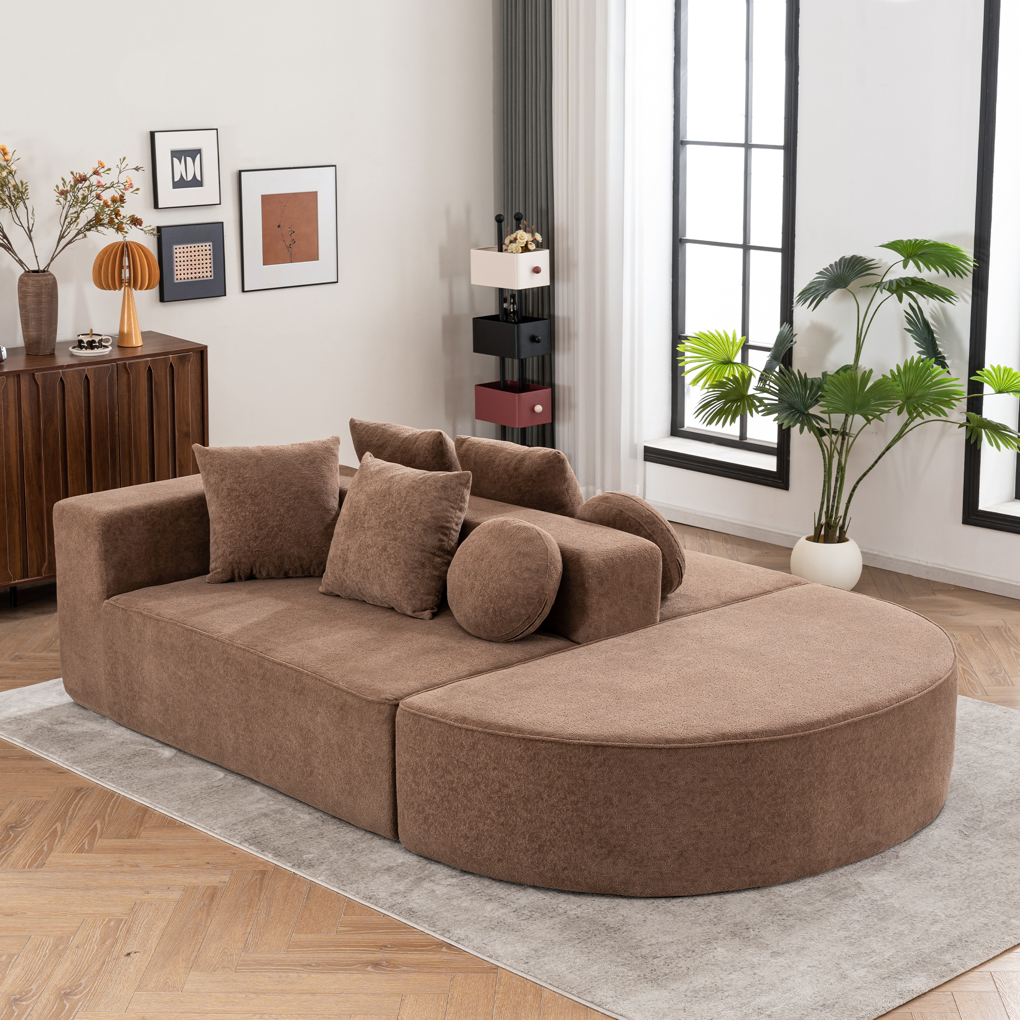 Canapé Modulable Sans Montage Requis, Transforme en Lit Confortable pour Invités, Structure Continue Haute Densité