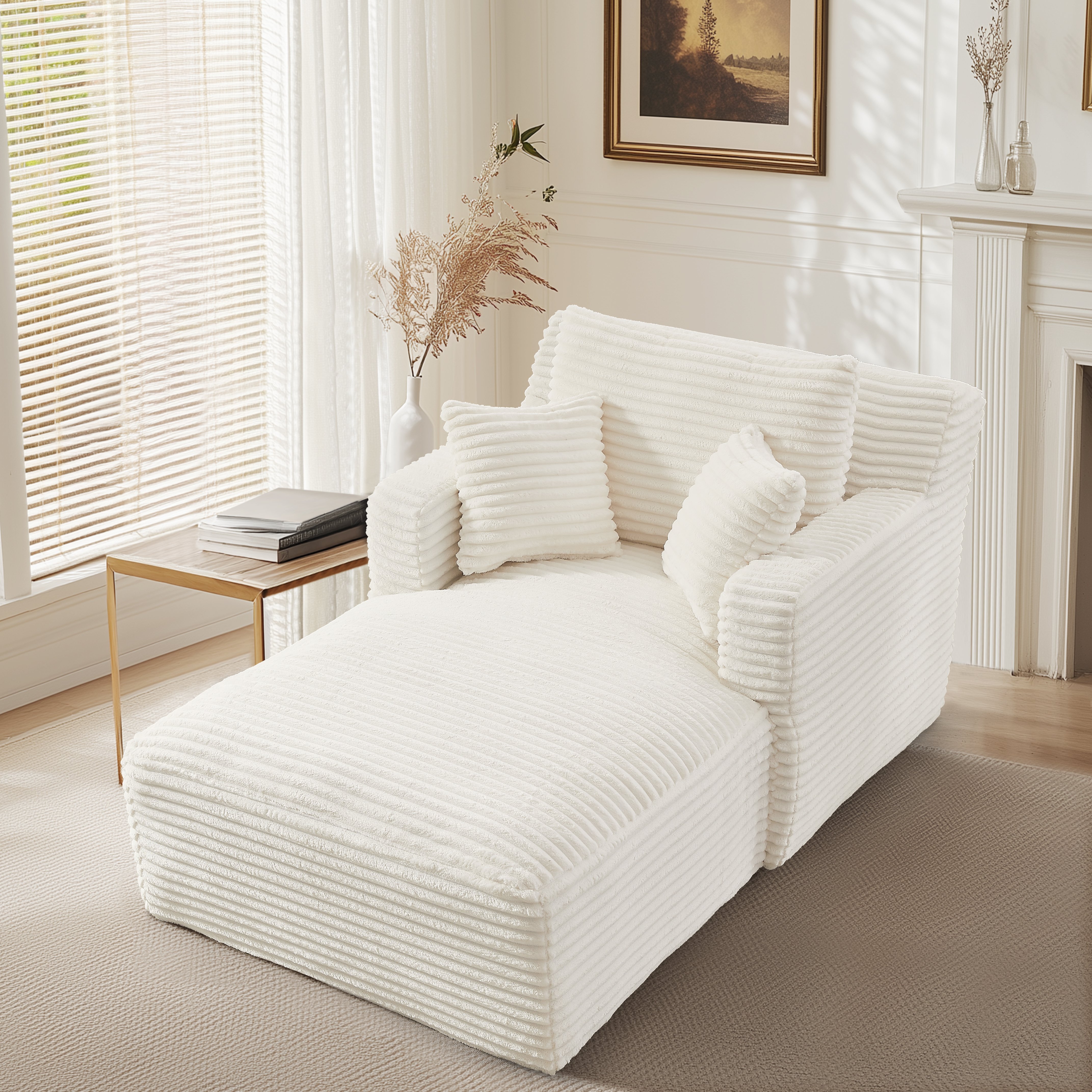 Méridienne Salon Moderne Sans Montage, Fauteuil Relax Confortable avec Mousse Haute Densité et Ressorts à Poches pour Appartement