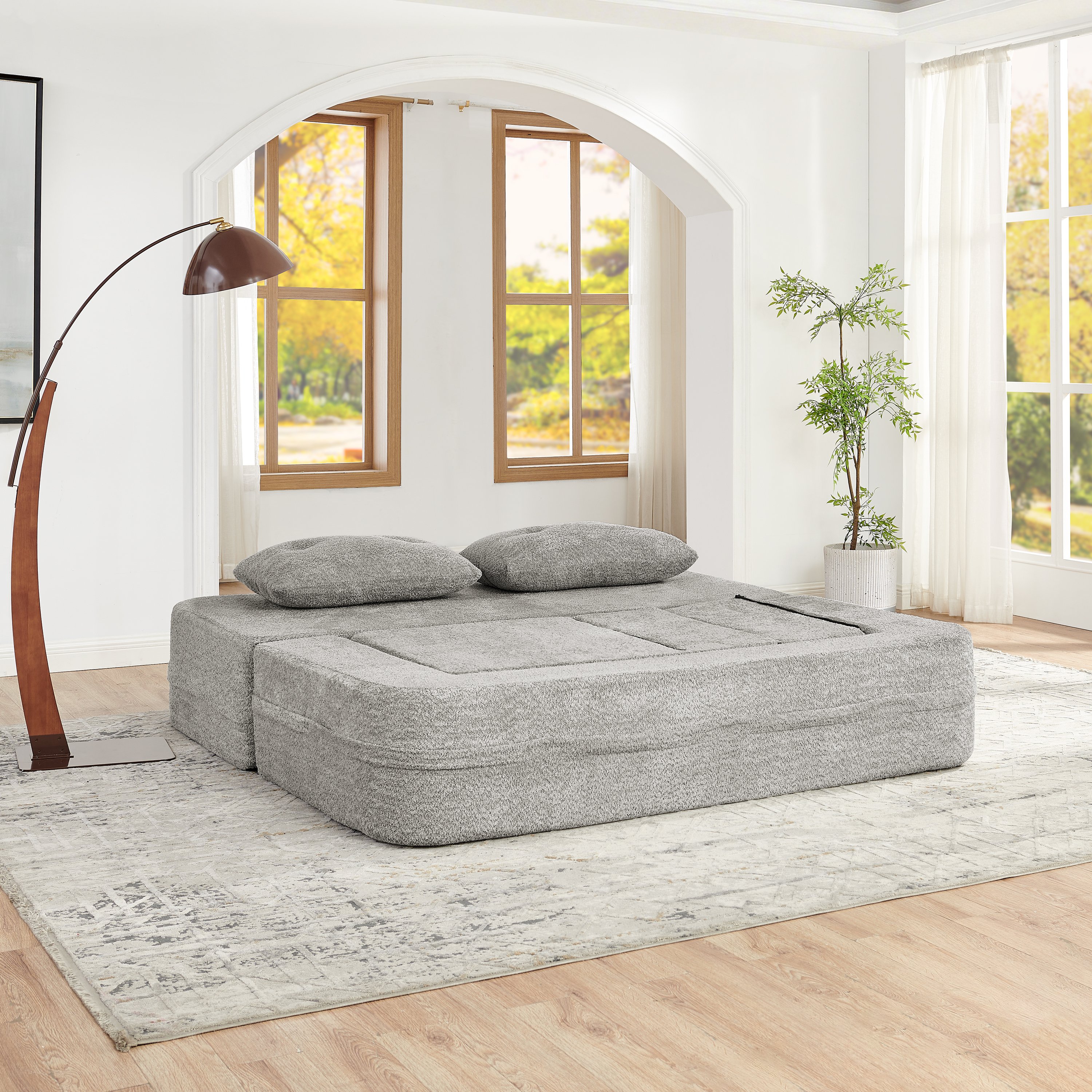 Fauteuil Pliable Canapé Lit Compact Transformable Mousse à Mémoire de Forme avec Pochettes