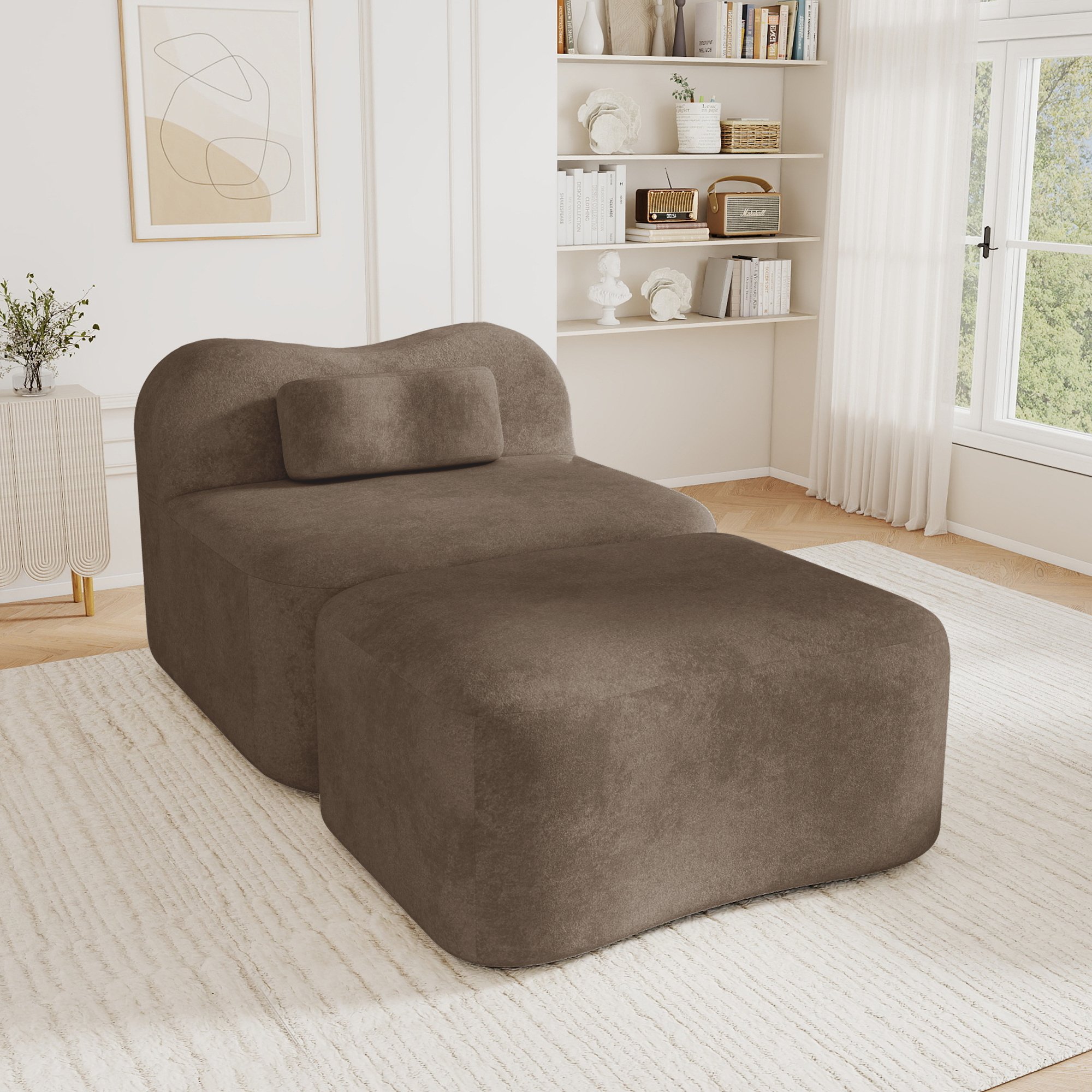 Canapé droit en tissu velours doux résistant aux plis, rembourrage mousse 32D et base anti-dérapante pour une stabilité optimale