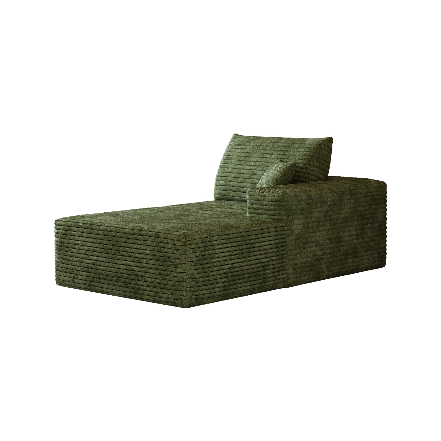 Canapé droit convertible vert en tissu velours côtelé, structure sans montage, dimensions 175x95x83 cm pour salon moderne et chambre