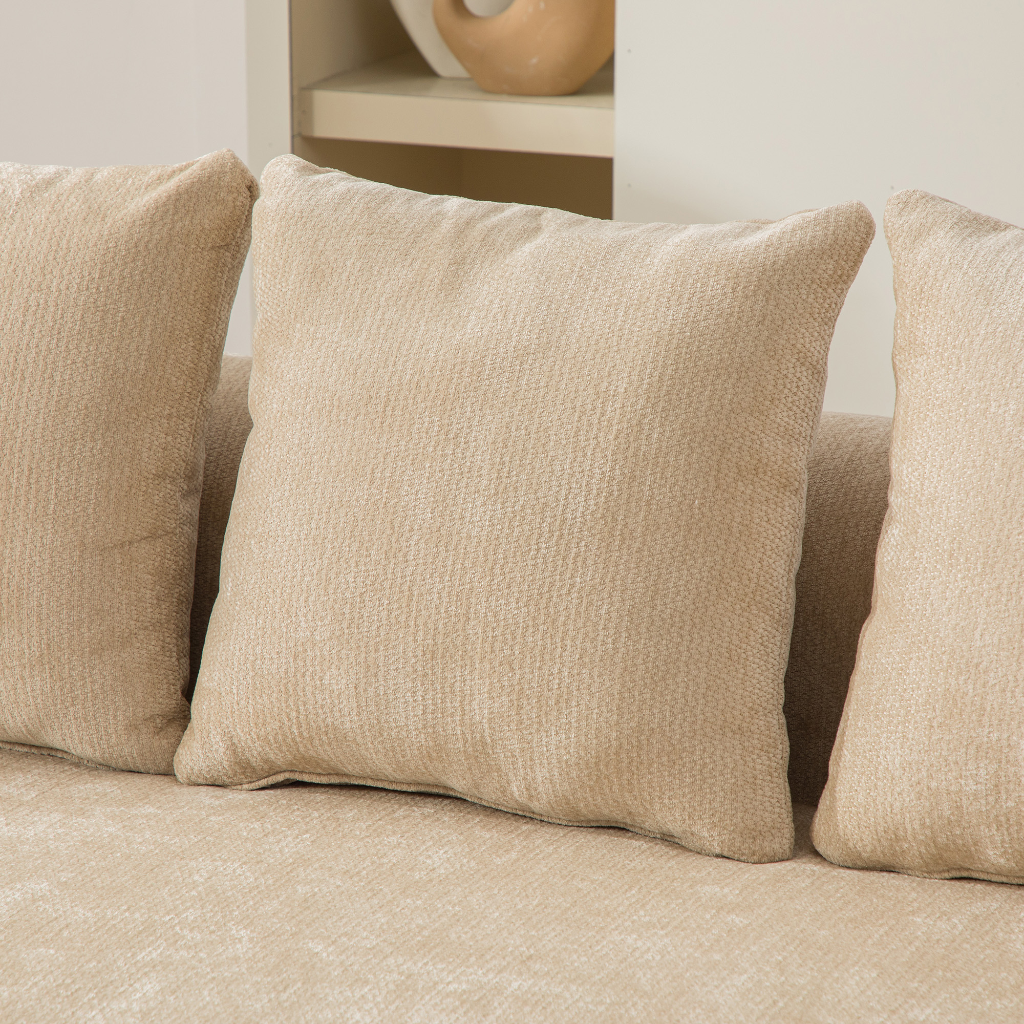 Canapé Modulable Chenille Beige Clair - Salon Moderne Avec Coussin Et Mousse Haute Élasticité Pour Confort Quotidien