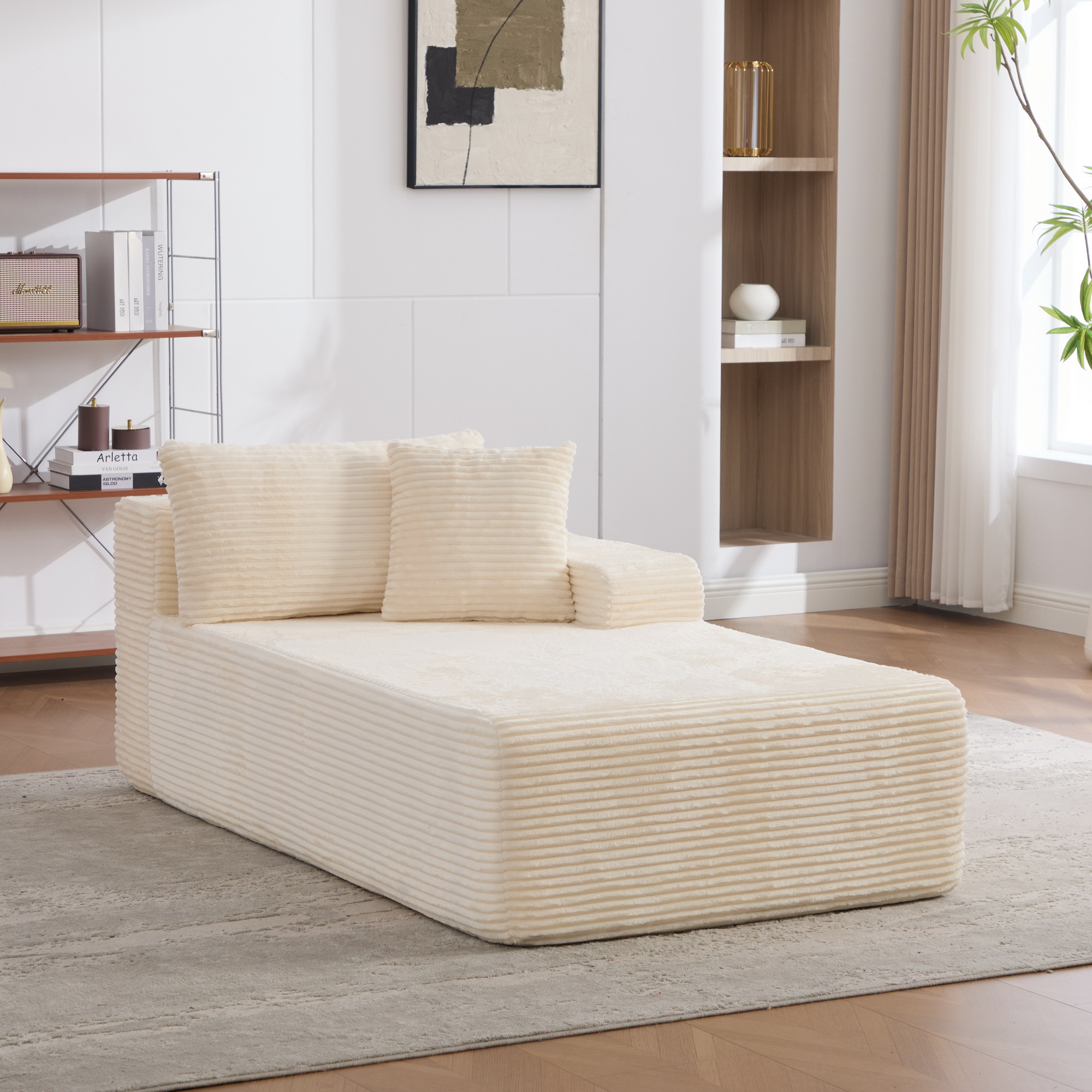 Méridienne Salon Sans Montage Prêt à Poser Immédiatement avec Coussin Inclus et Fond Antidérapant pour Confort Instantané