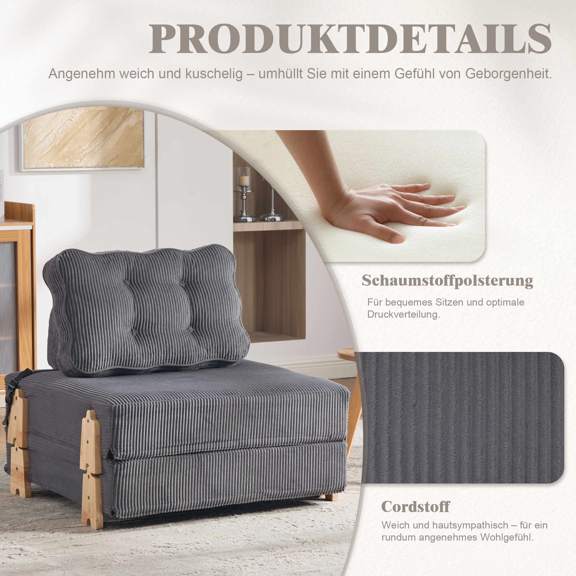 Cord doux et assise en mousse