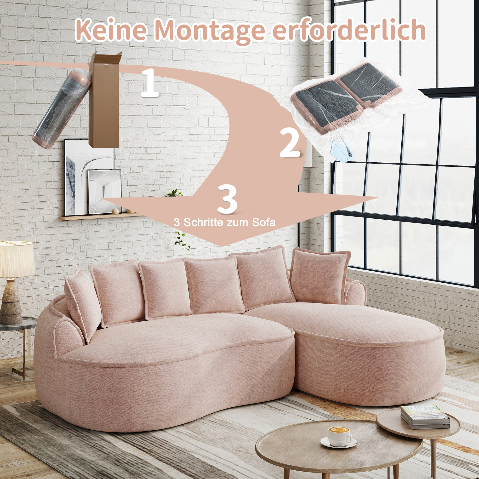 Méridienne Rose Profonde 122 cm Canapé Sans Cadre avec Coussins Inclus Design Ergonomique pour Salon Contemporain